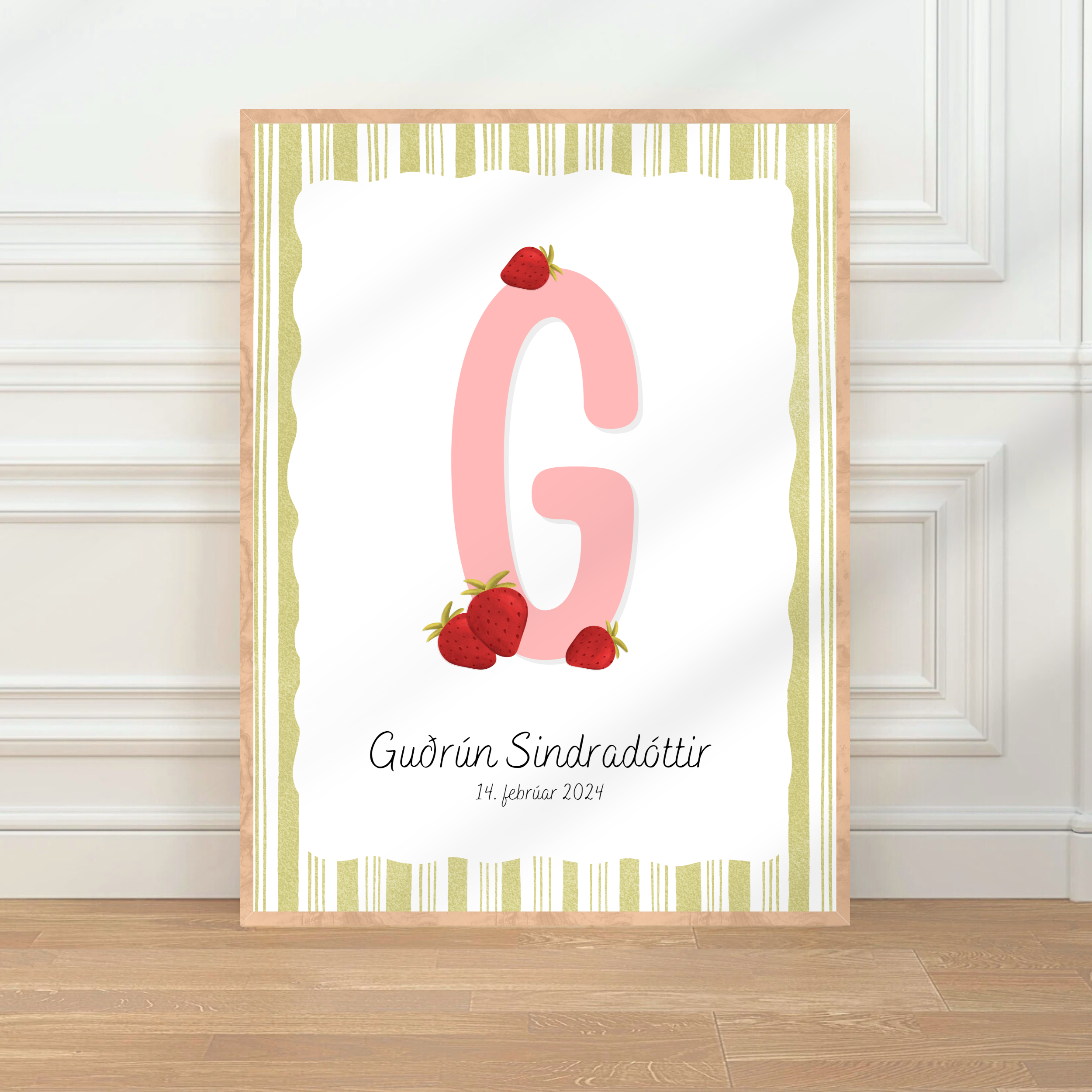 Letra de fresa y detalles de nacimiento | Verde
