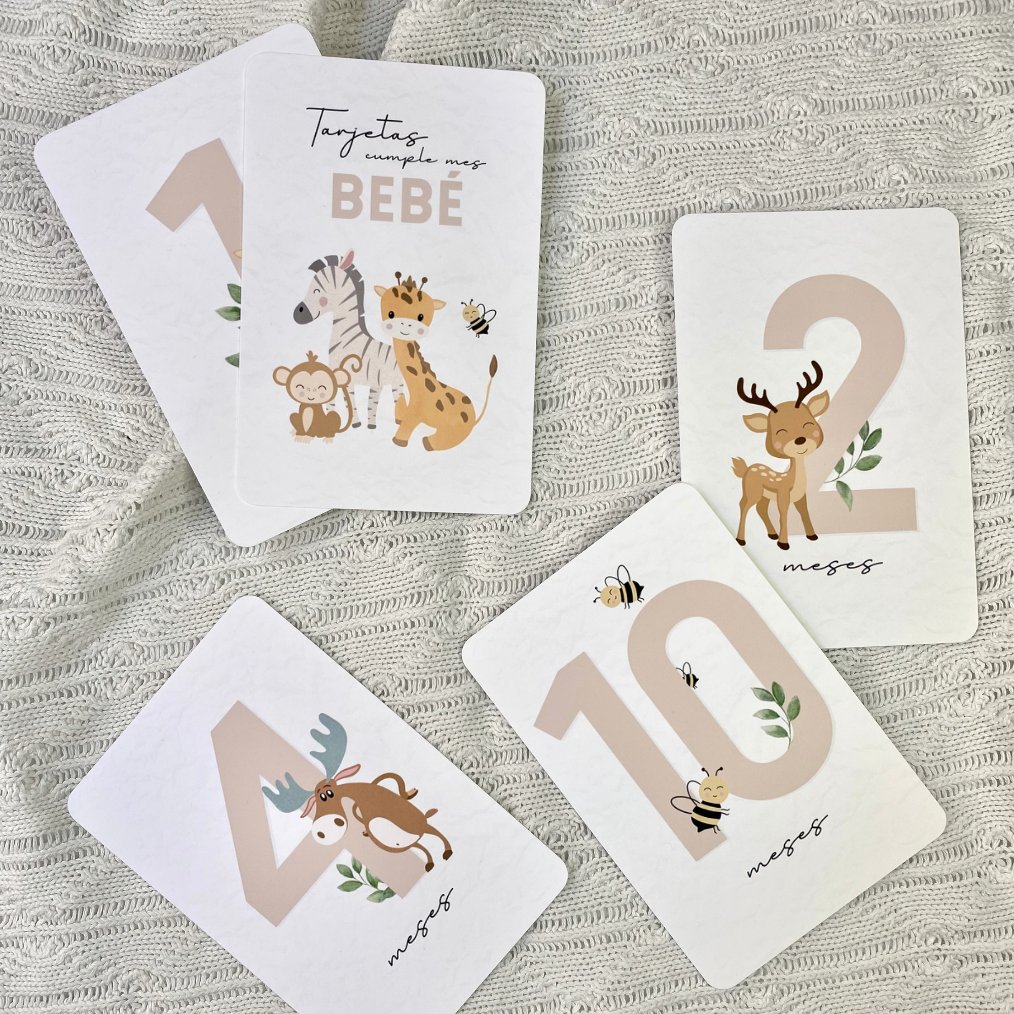 Animal Monthly Cards | Beige