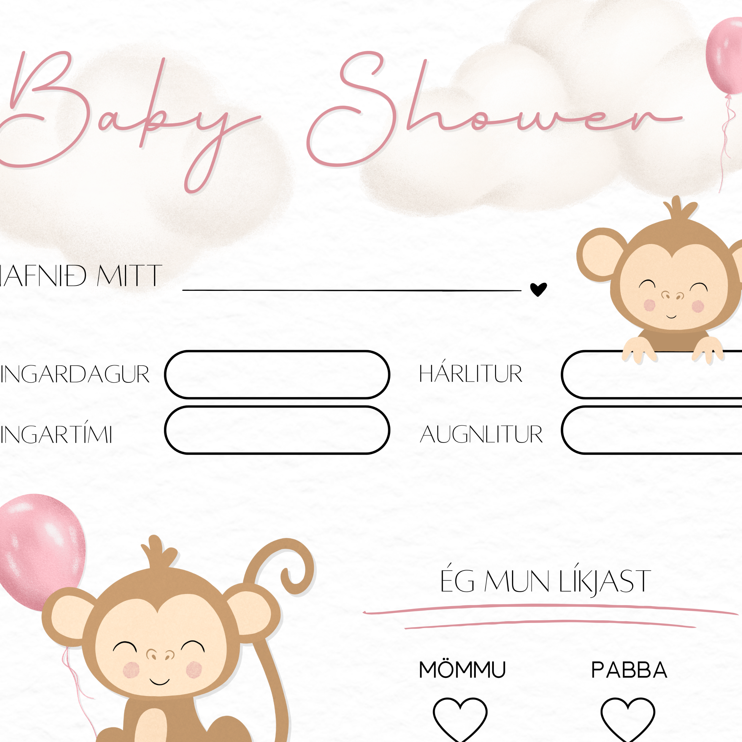 Apa Baby Shower Spjöld | Blöðrur