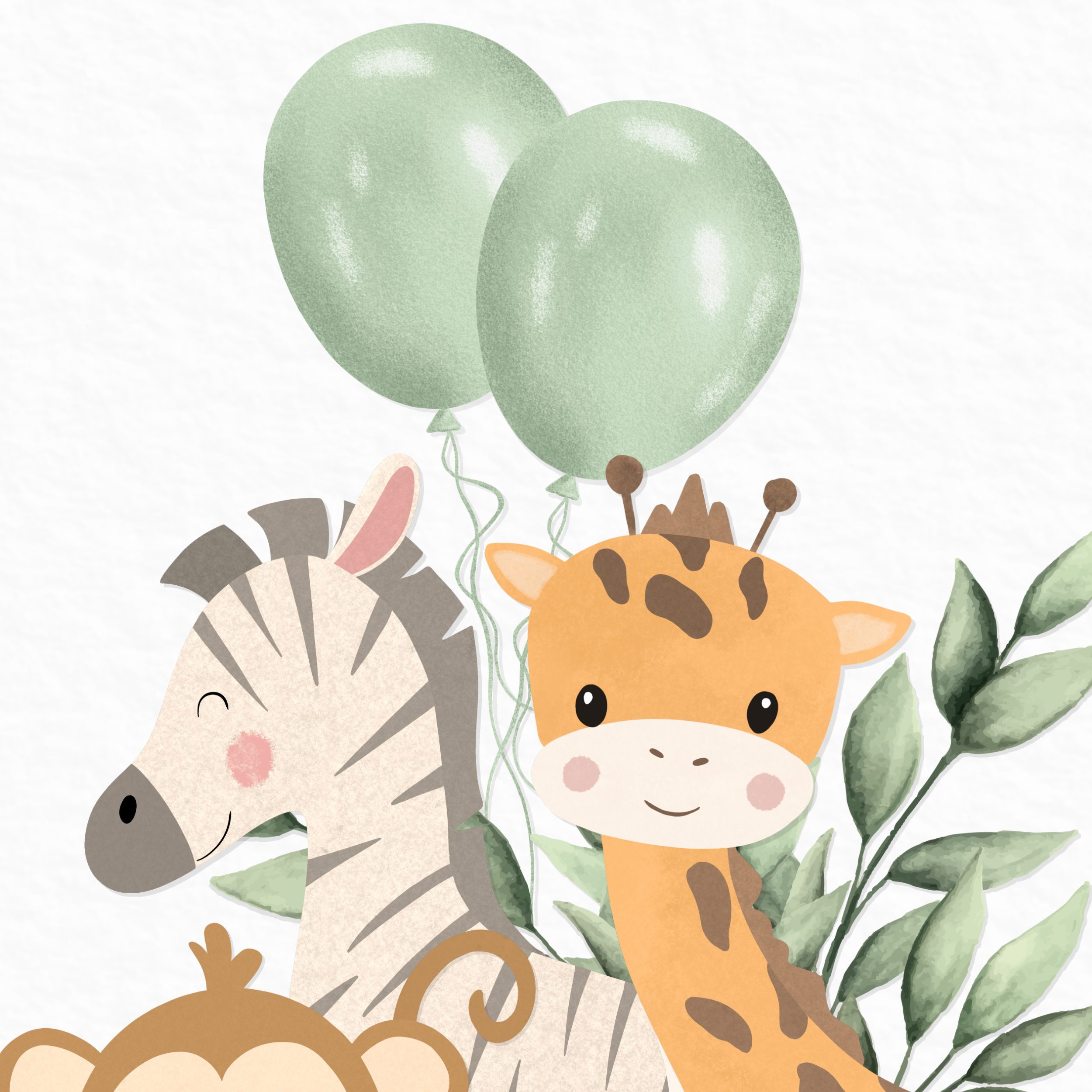 Safari Greeting Card | Green Balloons