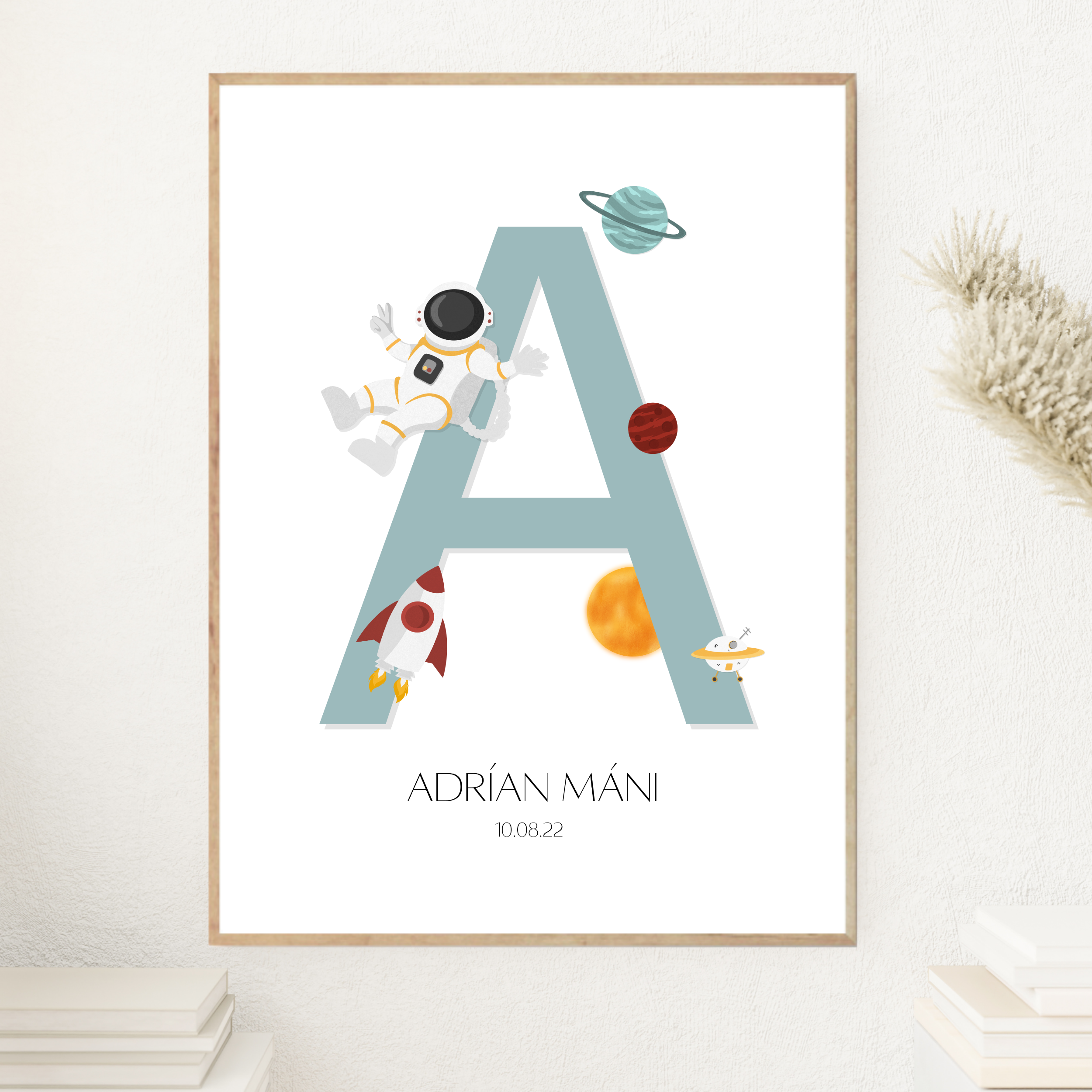 Space Letter & Birth Details Green