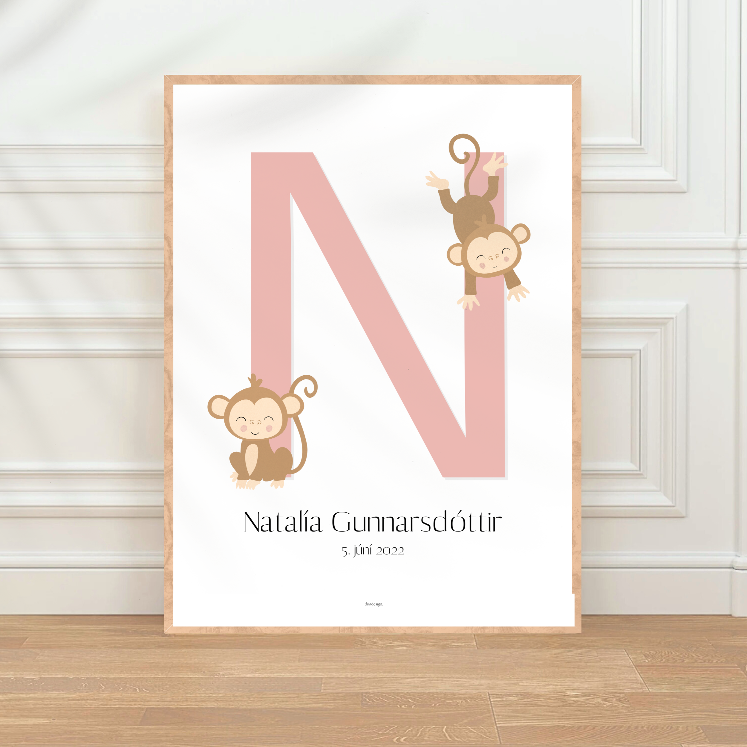 Monkey Letter & Birth Details | Pink