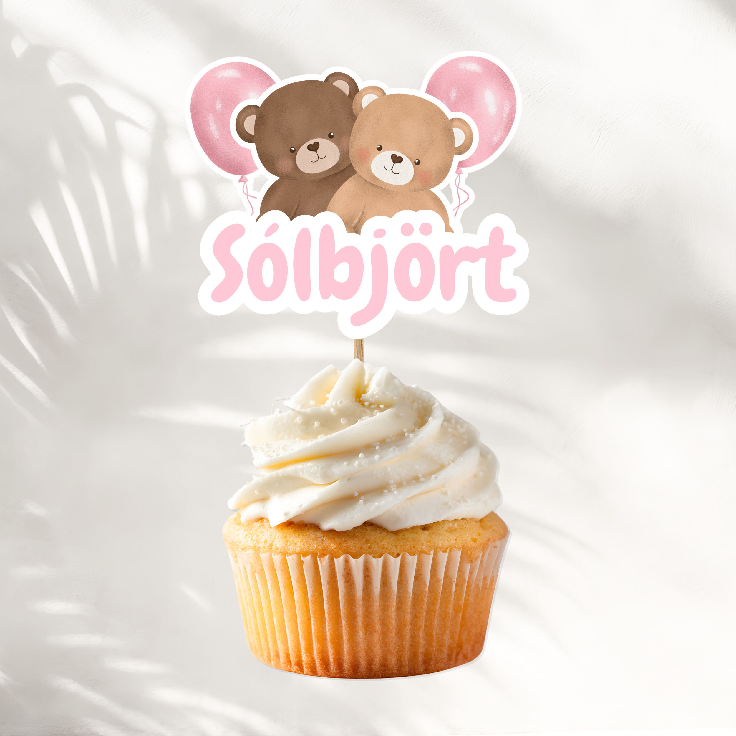 Bear Name Cake Topper | Pink