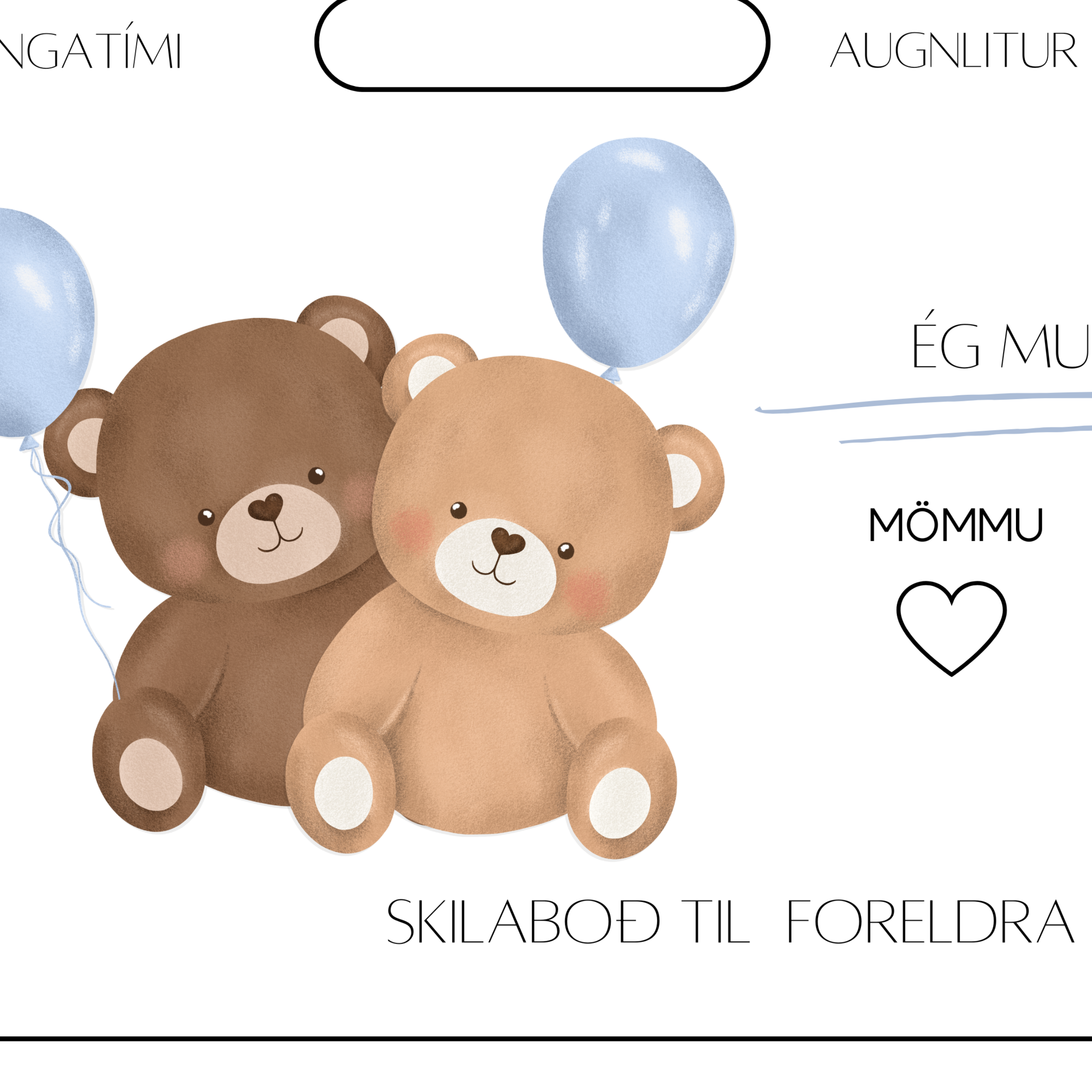 Baby Shower Spjald | Bangsar Bláar Blöðrur