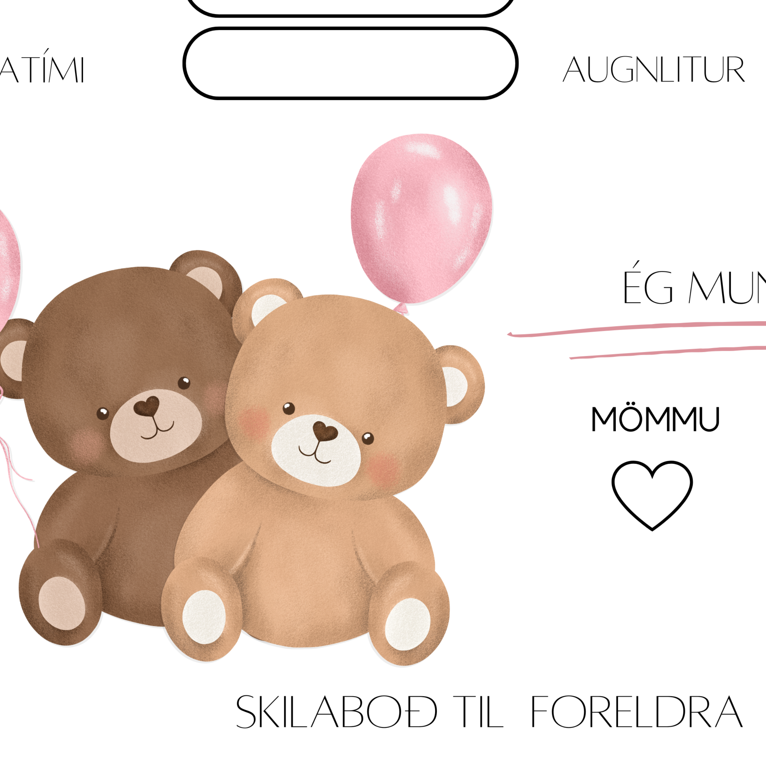 Baby Shower Spjald | Bangsar Bleikar Blöðrur