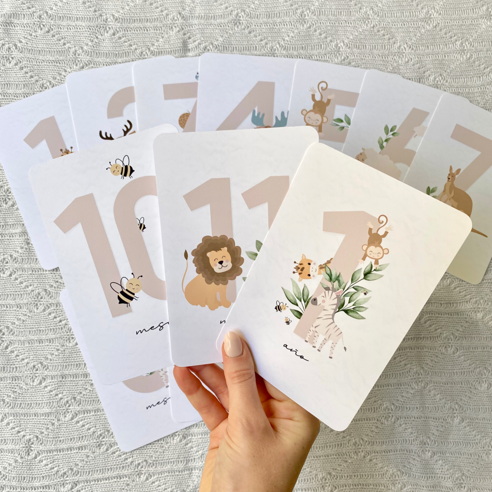 Animal Monthly Cards | Beige