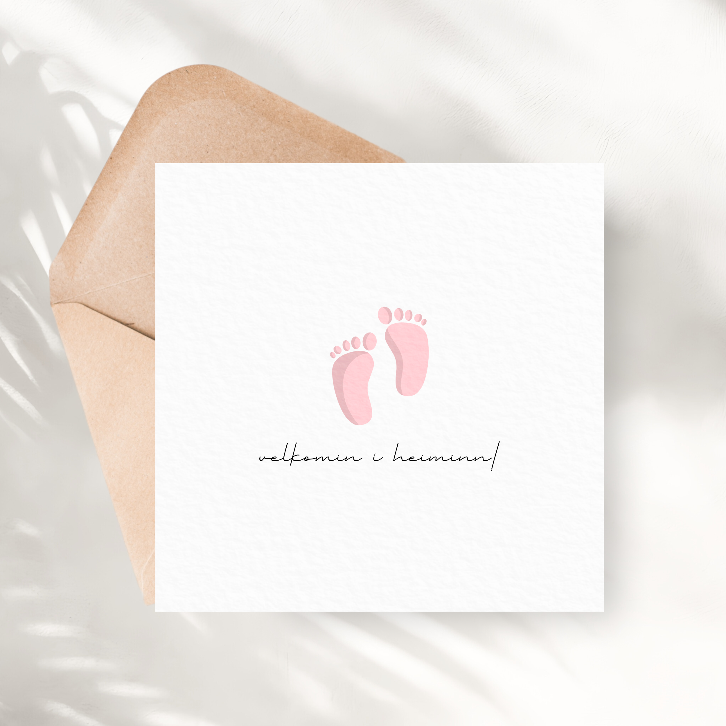 Barna Fótspor Kort með texta | Bleikt