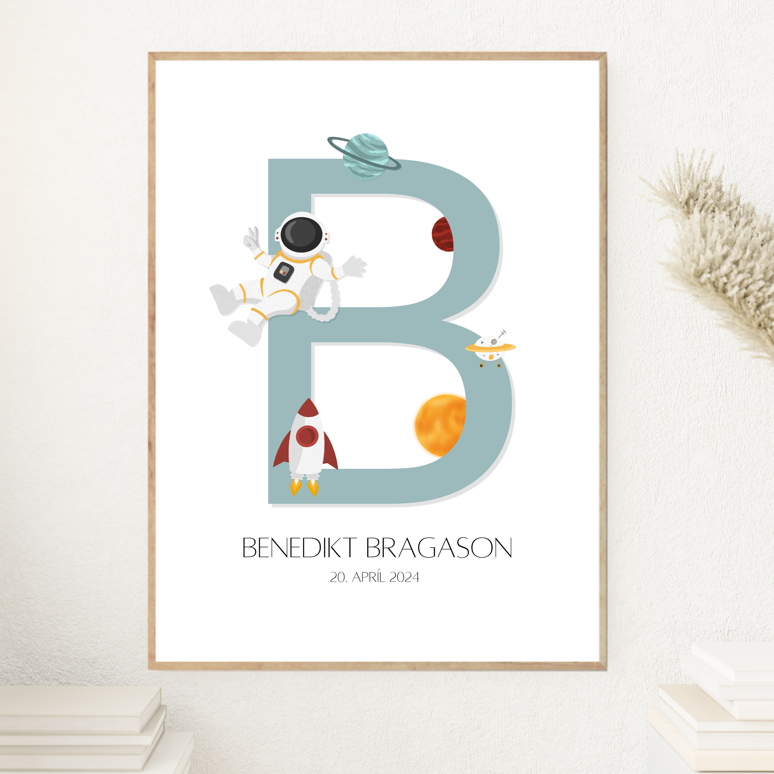 Space Letter & Birth Details Green