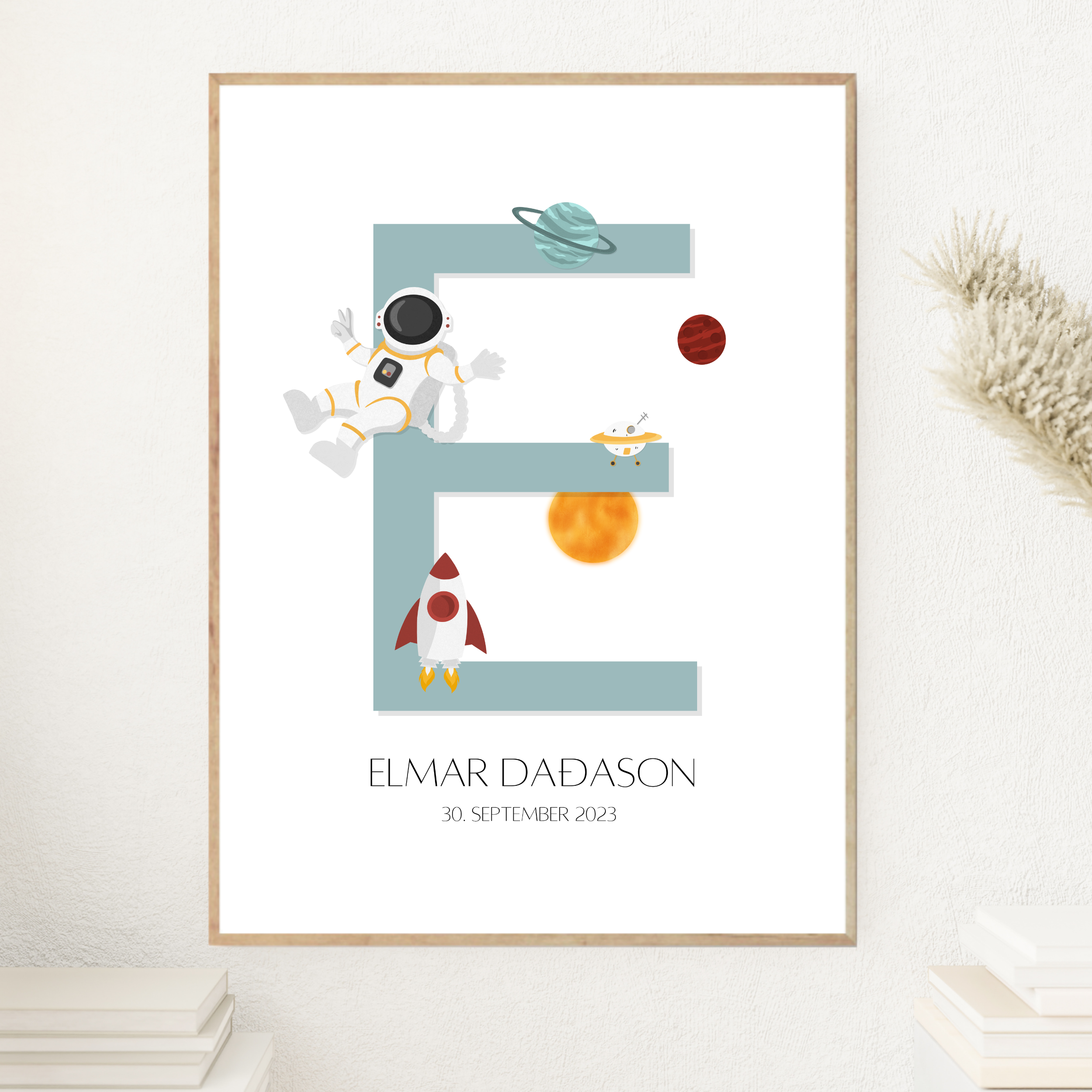 Space Letter & Birth Details Green