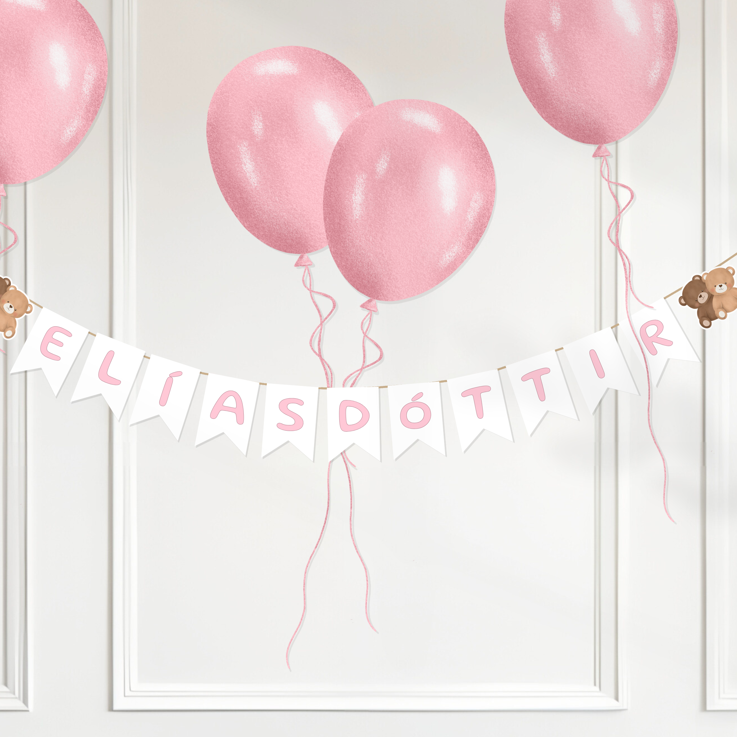 Bear Last Name Garland | Pink