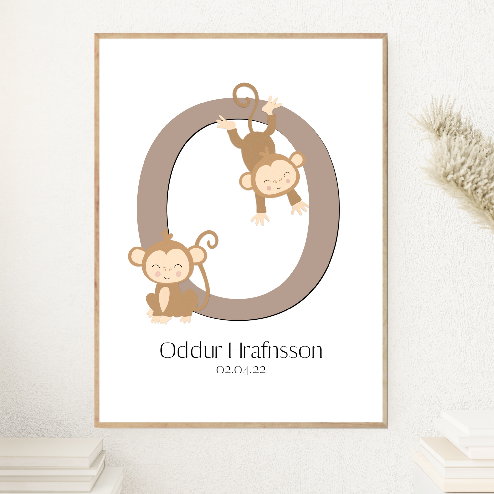 Monkey Letter & Birth Details | Beige