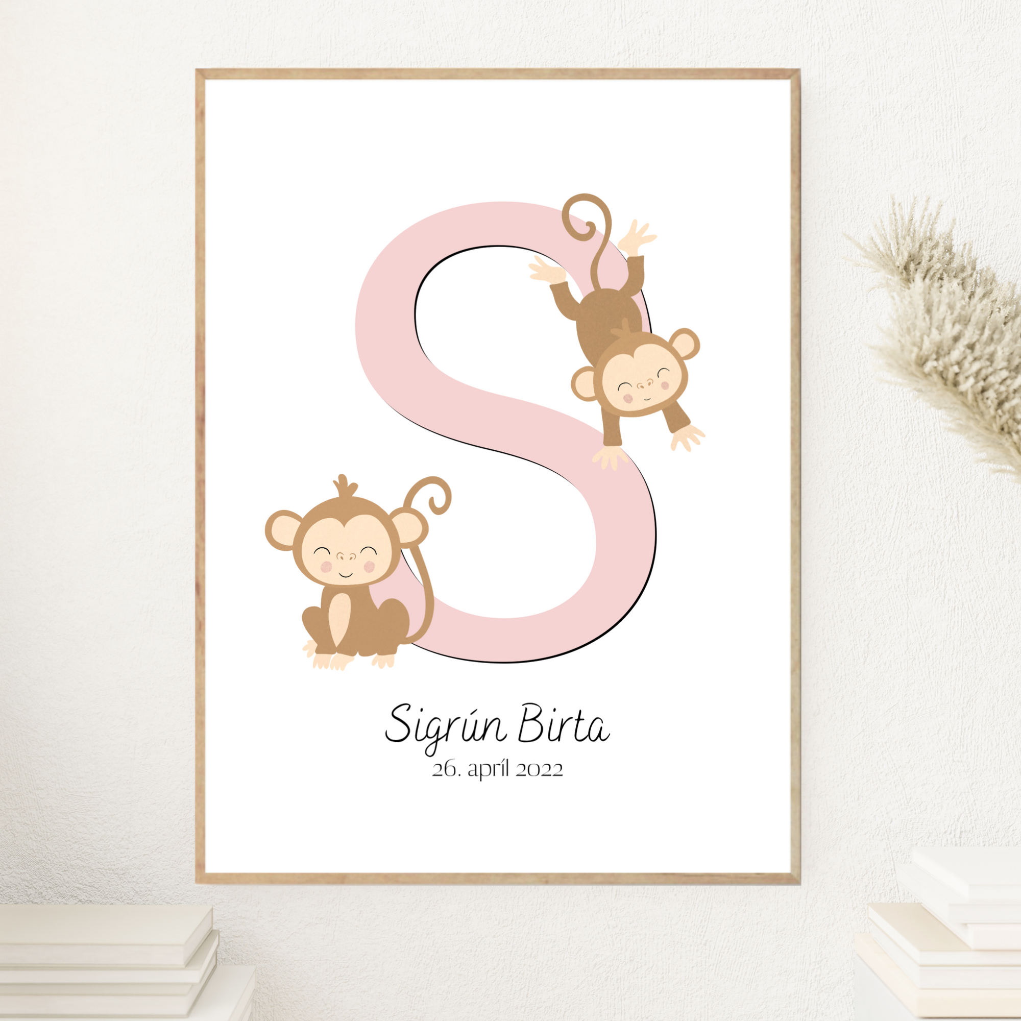 Monkey Letter & Birth Details | Pink