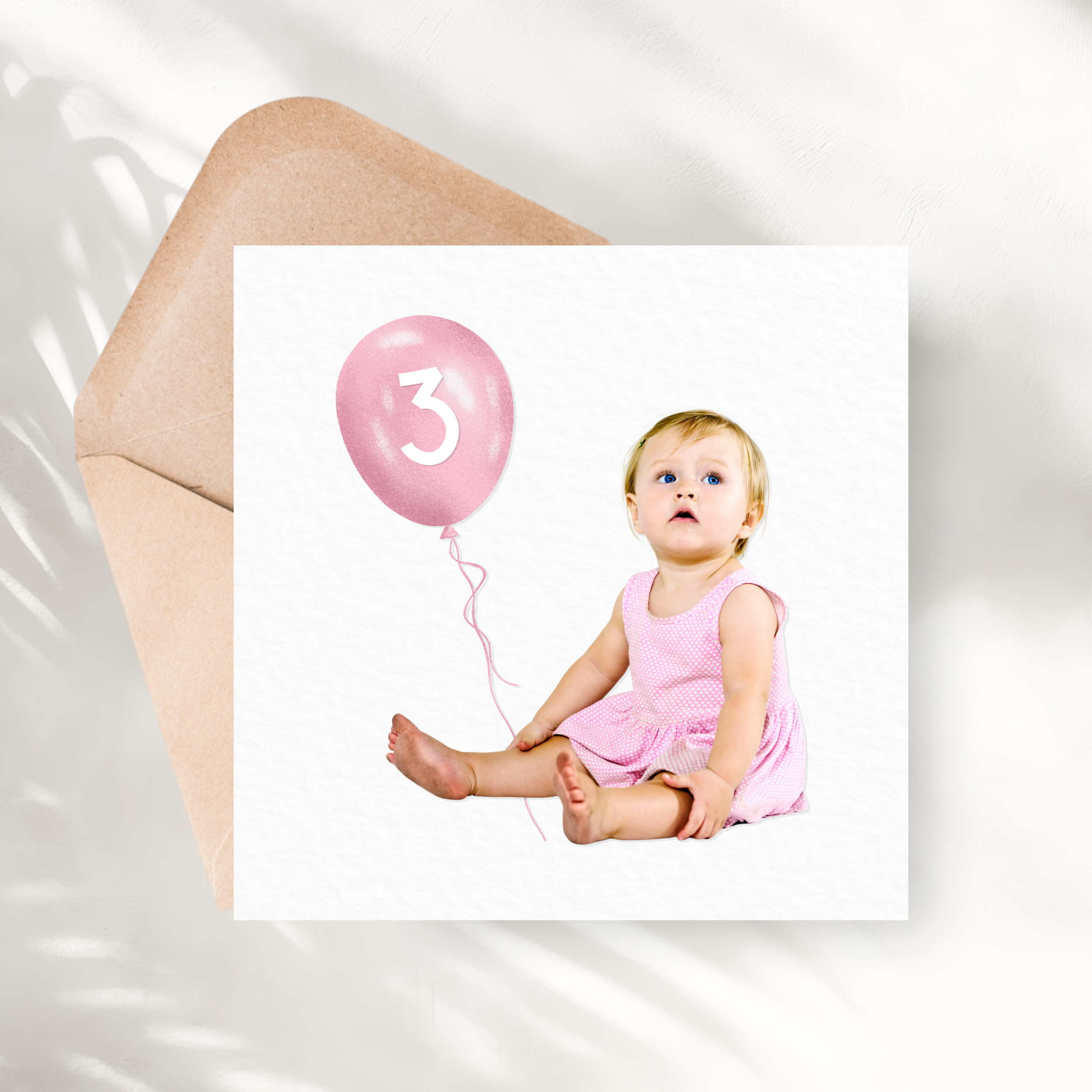 Tarjeta de cumpleaños personalizada | Globo rosa