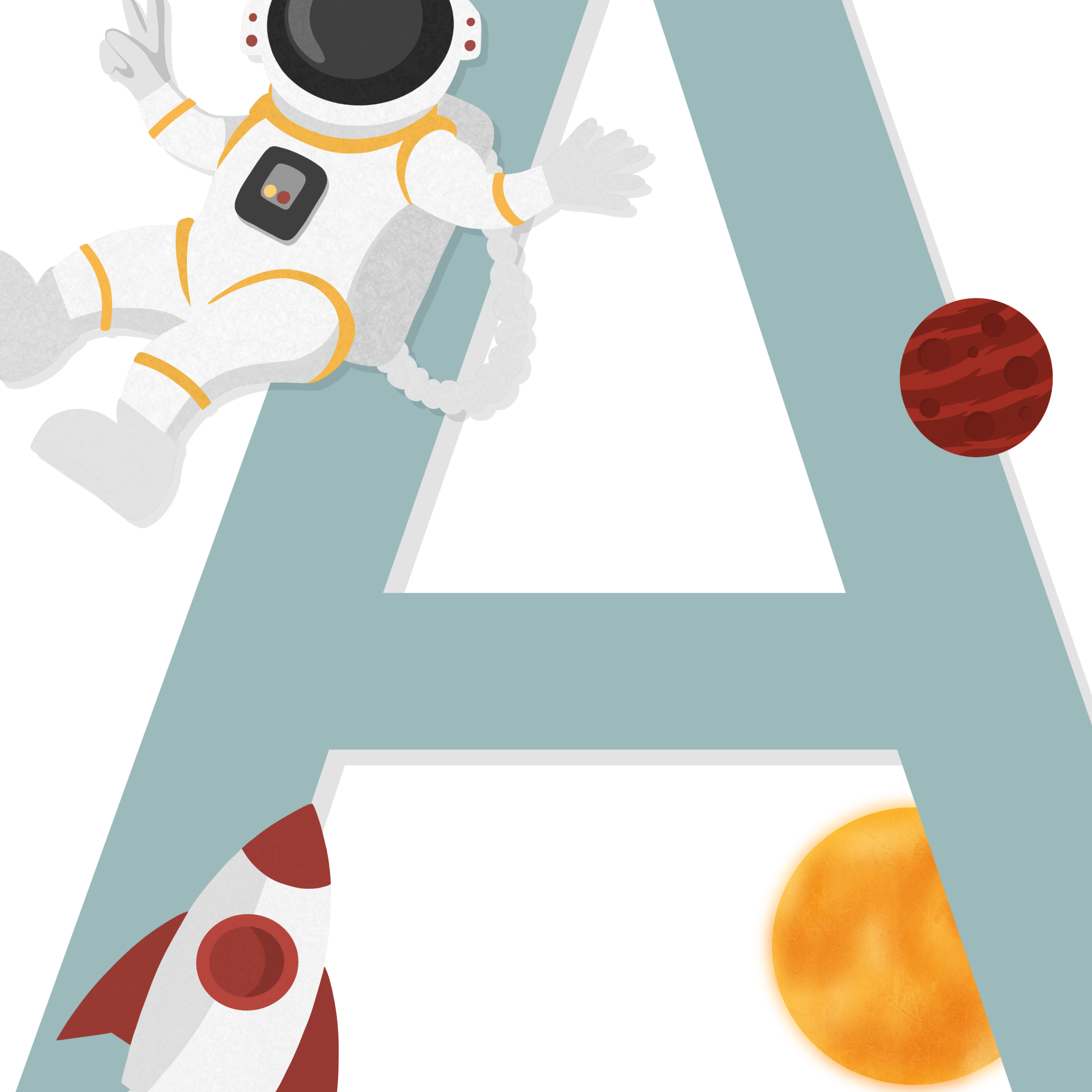 Space Letter & Birth Details Green