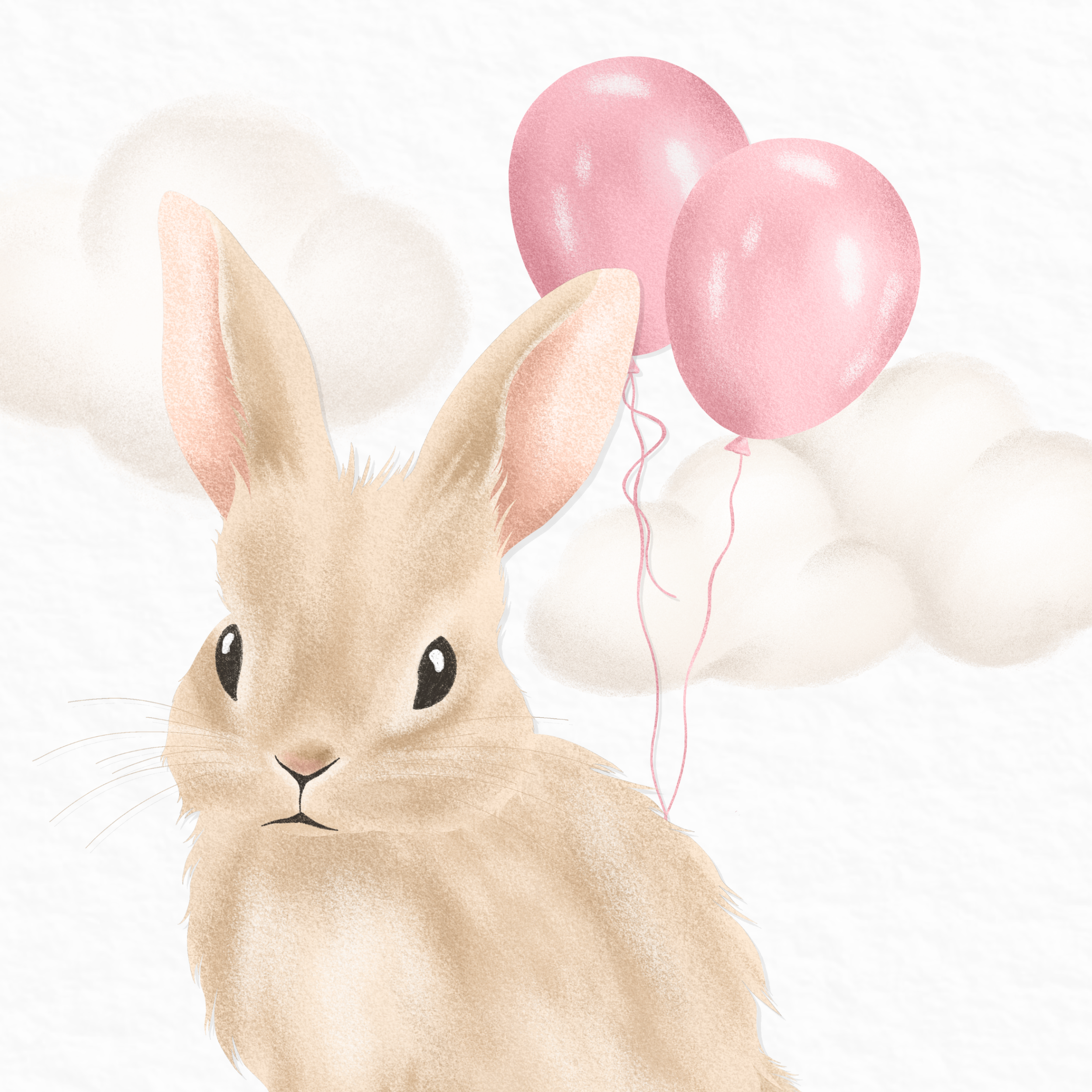 Kanínu Kort með texta | Bleikar Blöðrur