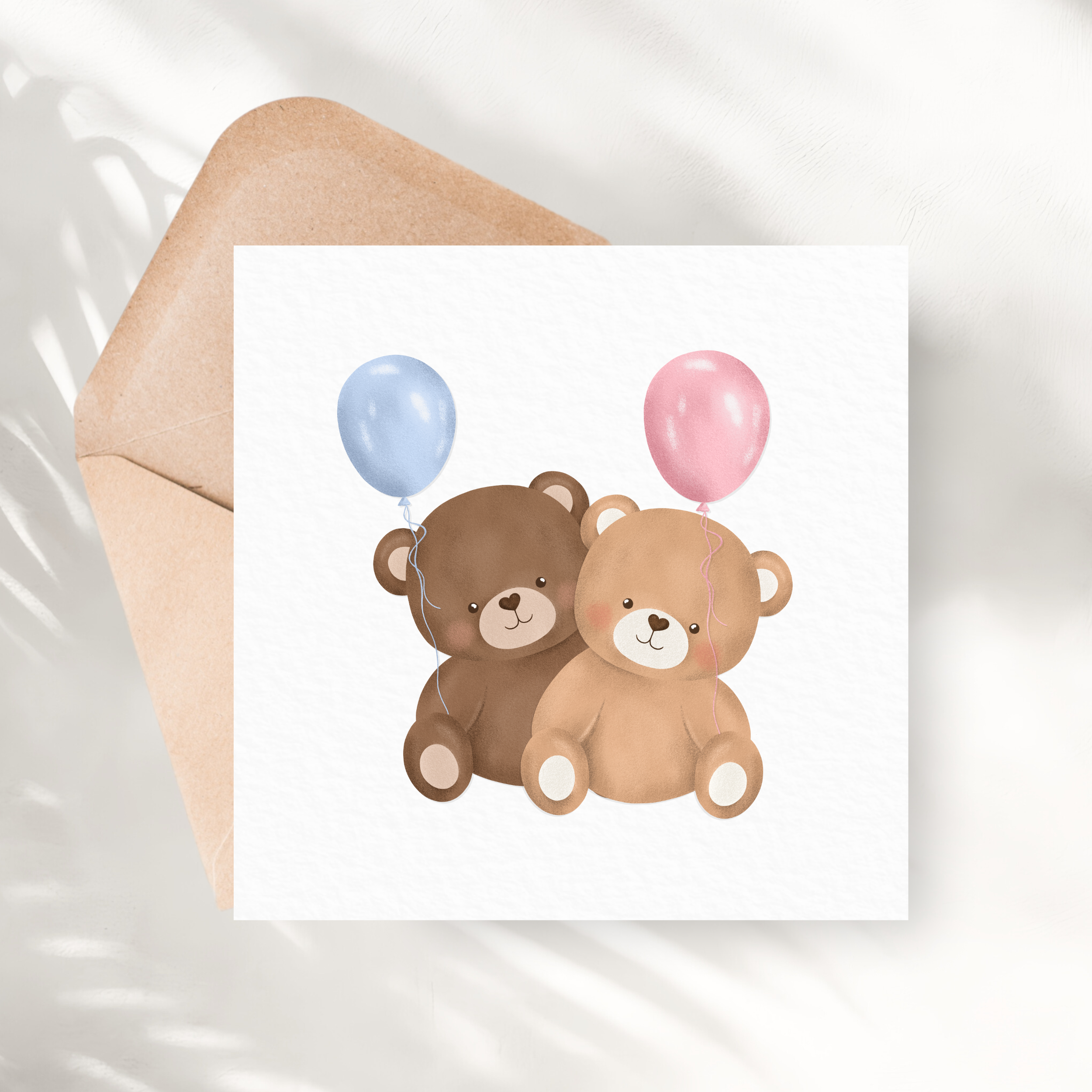 Bangsar Knúsast Kort | Bláar og Bleikar Blöðrur