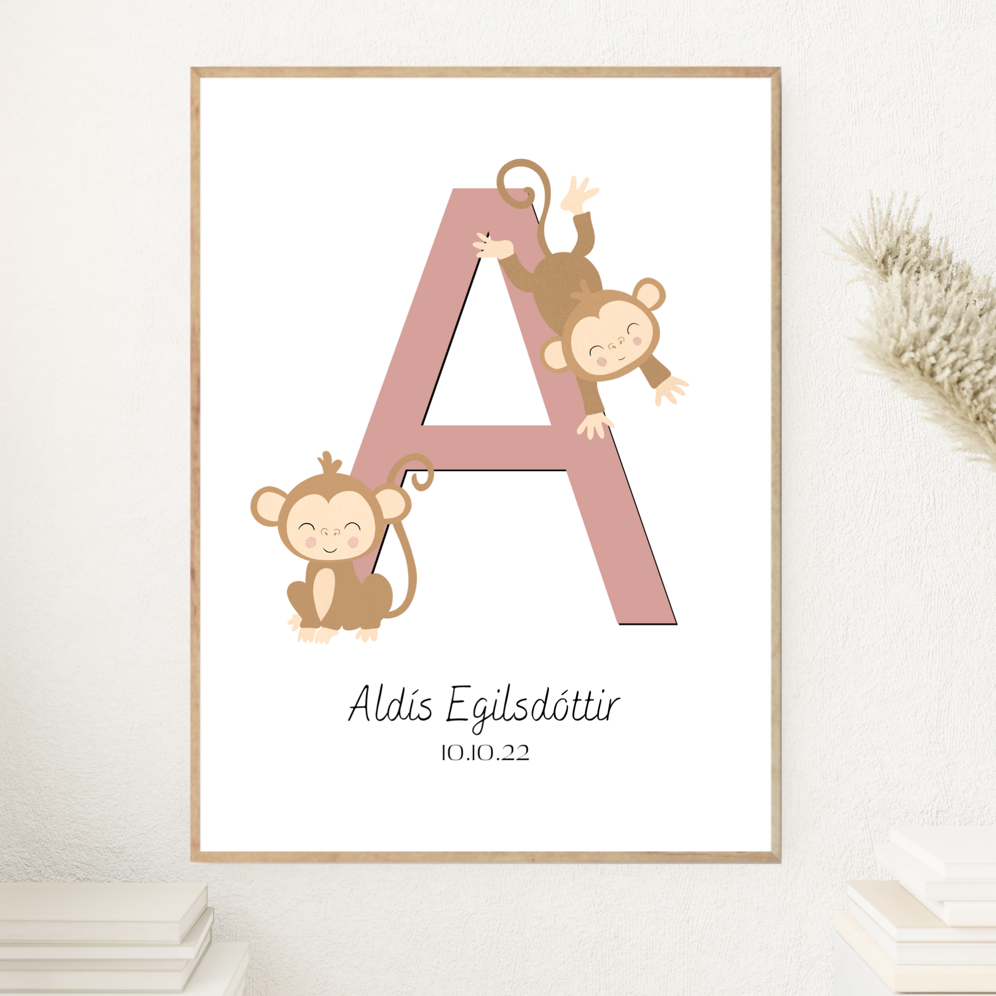 Monkey Letter & Birth Details | Pink