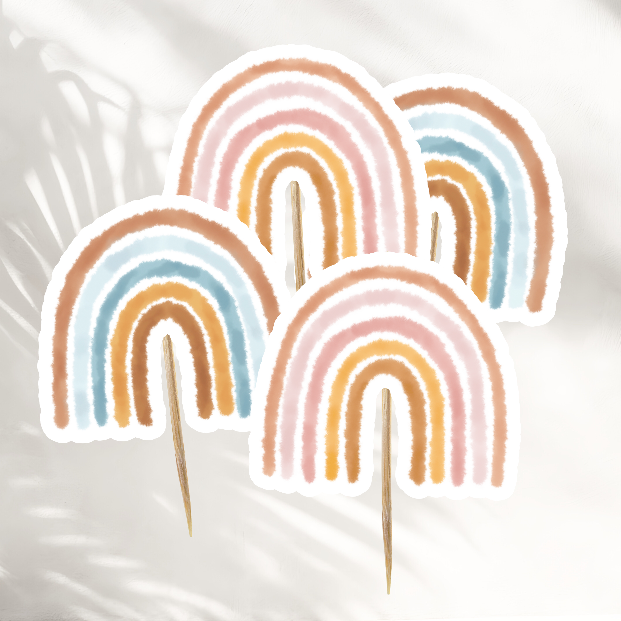 Regnboga Kökupinnar | Bleikur og Blár Vatnslitur