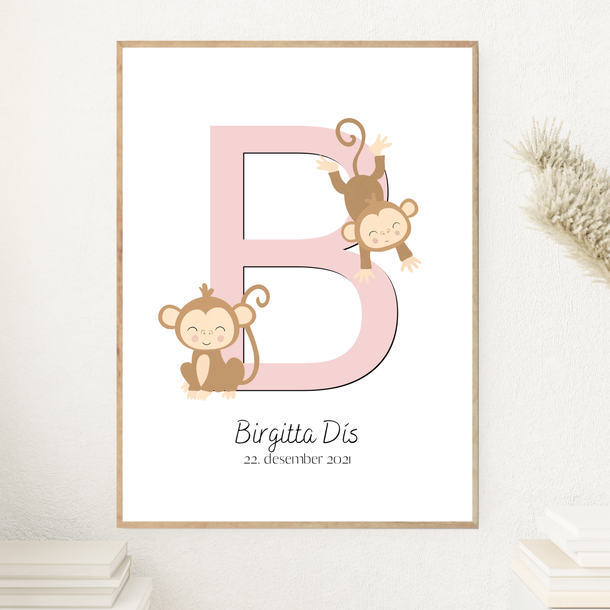 Monkey Letter & Birth Details | Pink