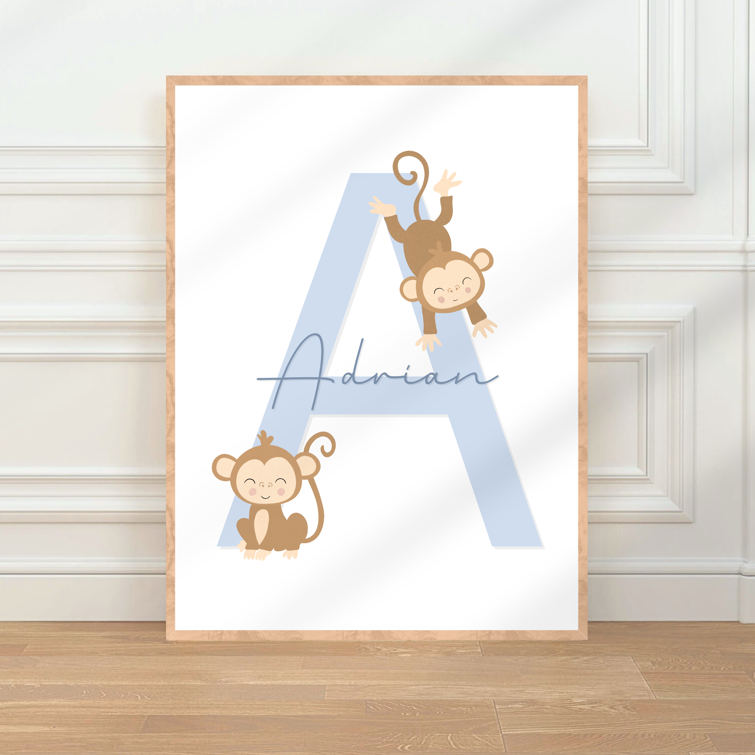 Letra y nombre de mono | Azul