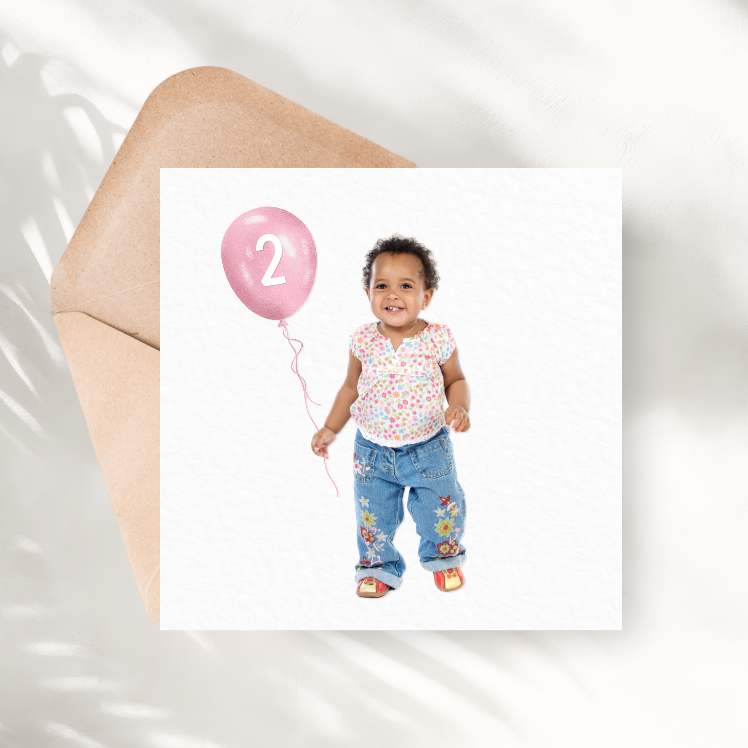 Tarjeta de cumpleaños personalizada | Globo rosa