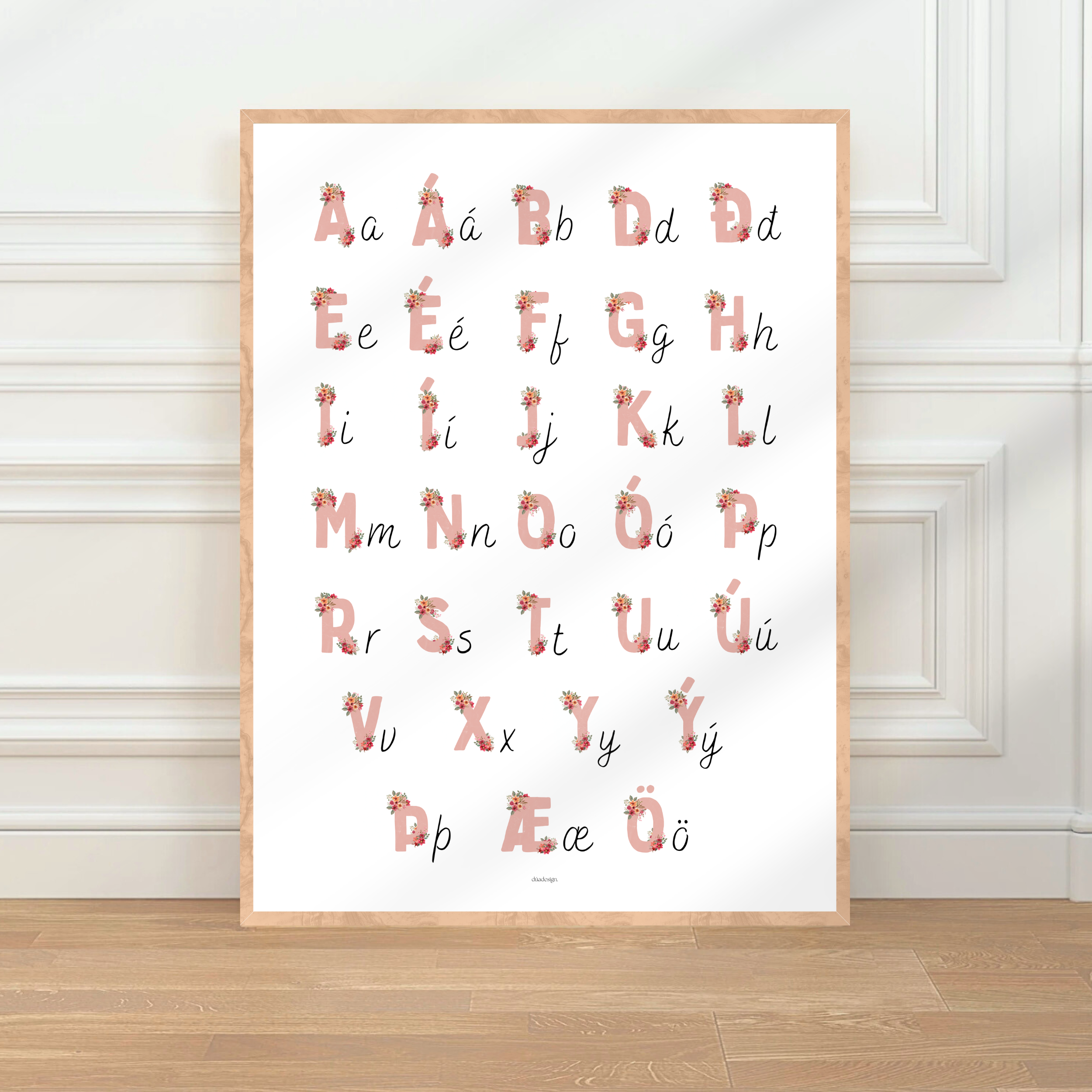 Letras minúsculas del alfabeto de flores