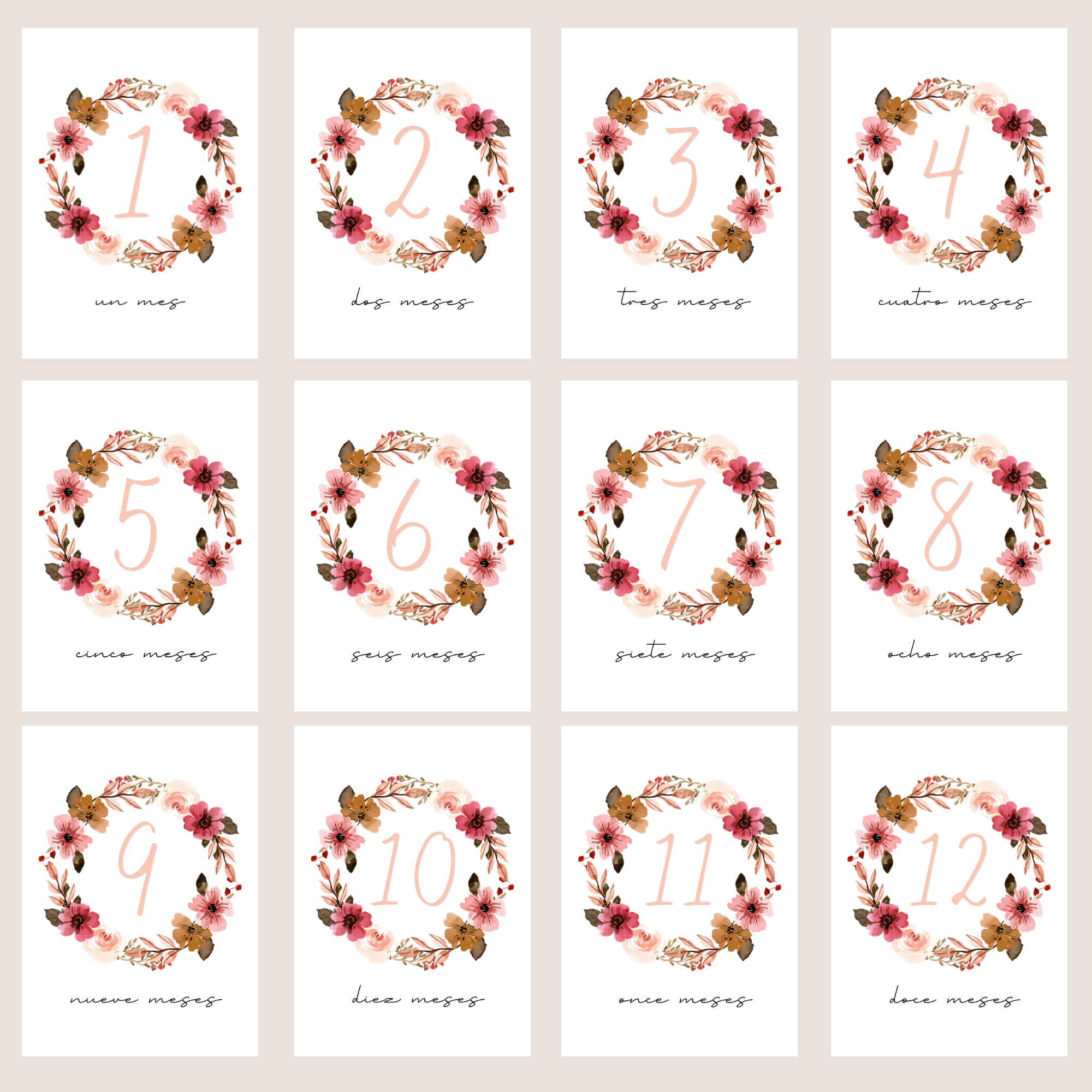 Flower Wreath Cards | Pink