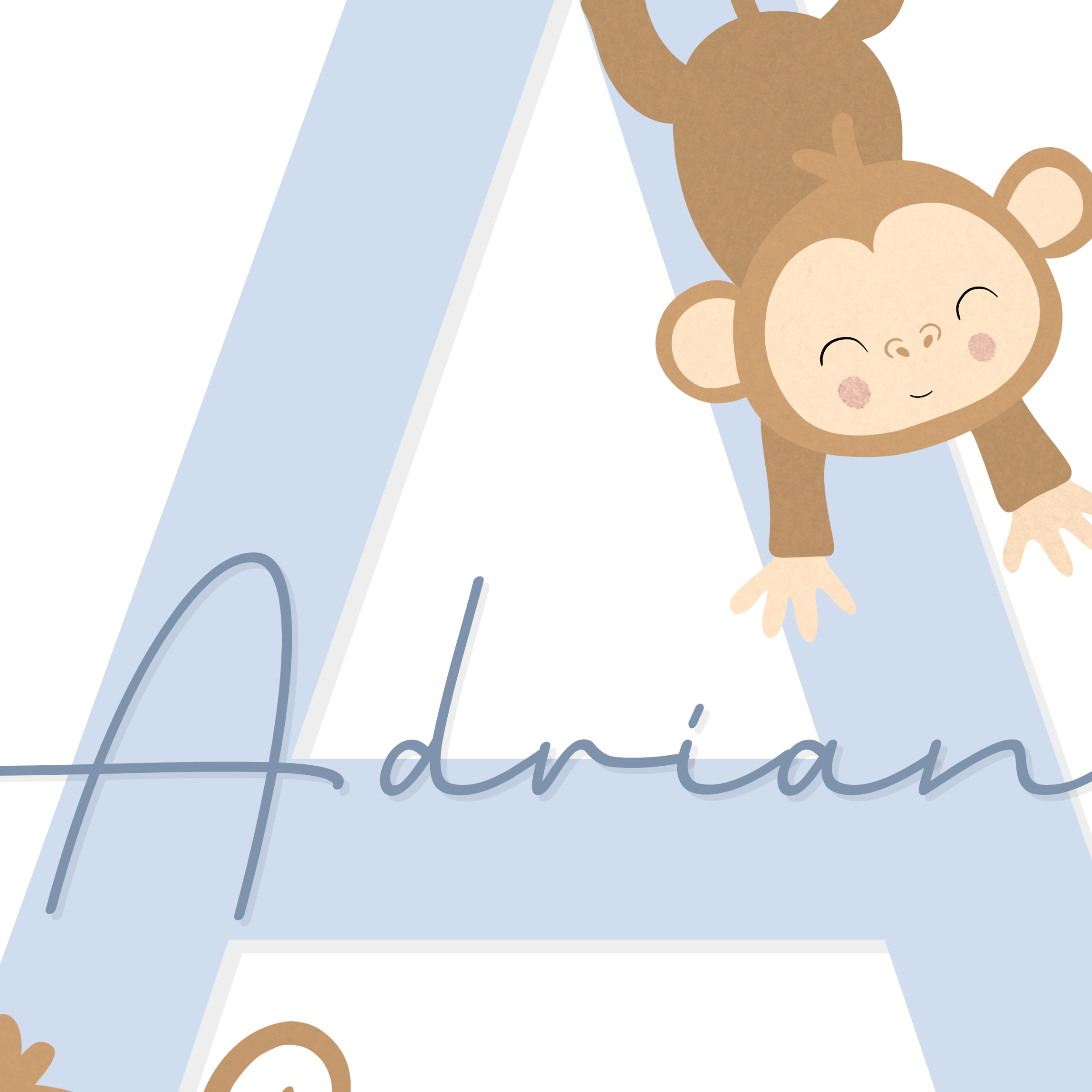 Letra y nombre de mono | Azul