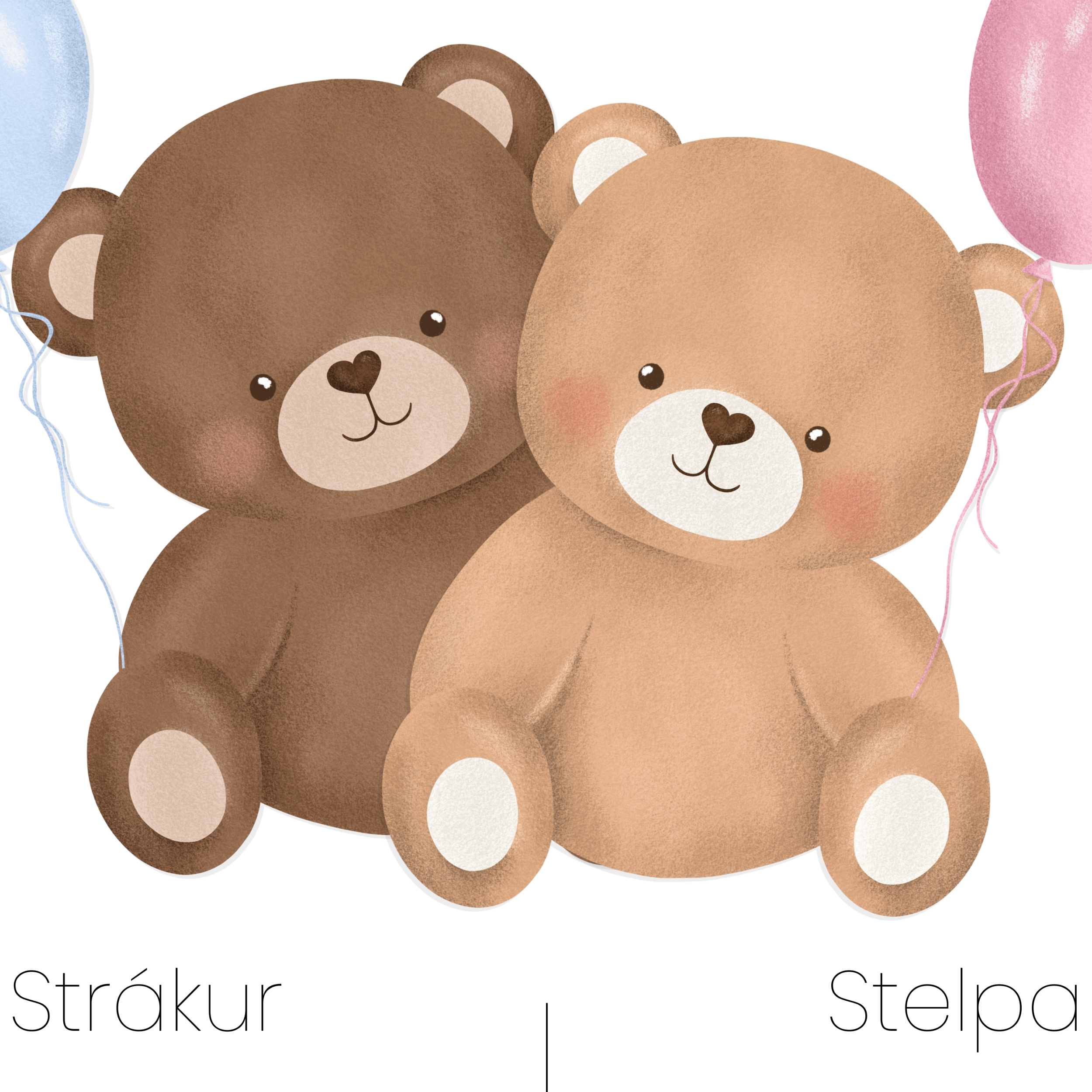 Giskaðu Kynið Spjald | Bangsar Blá og Bleik Blaðra