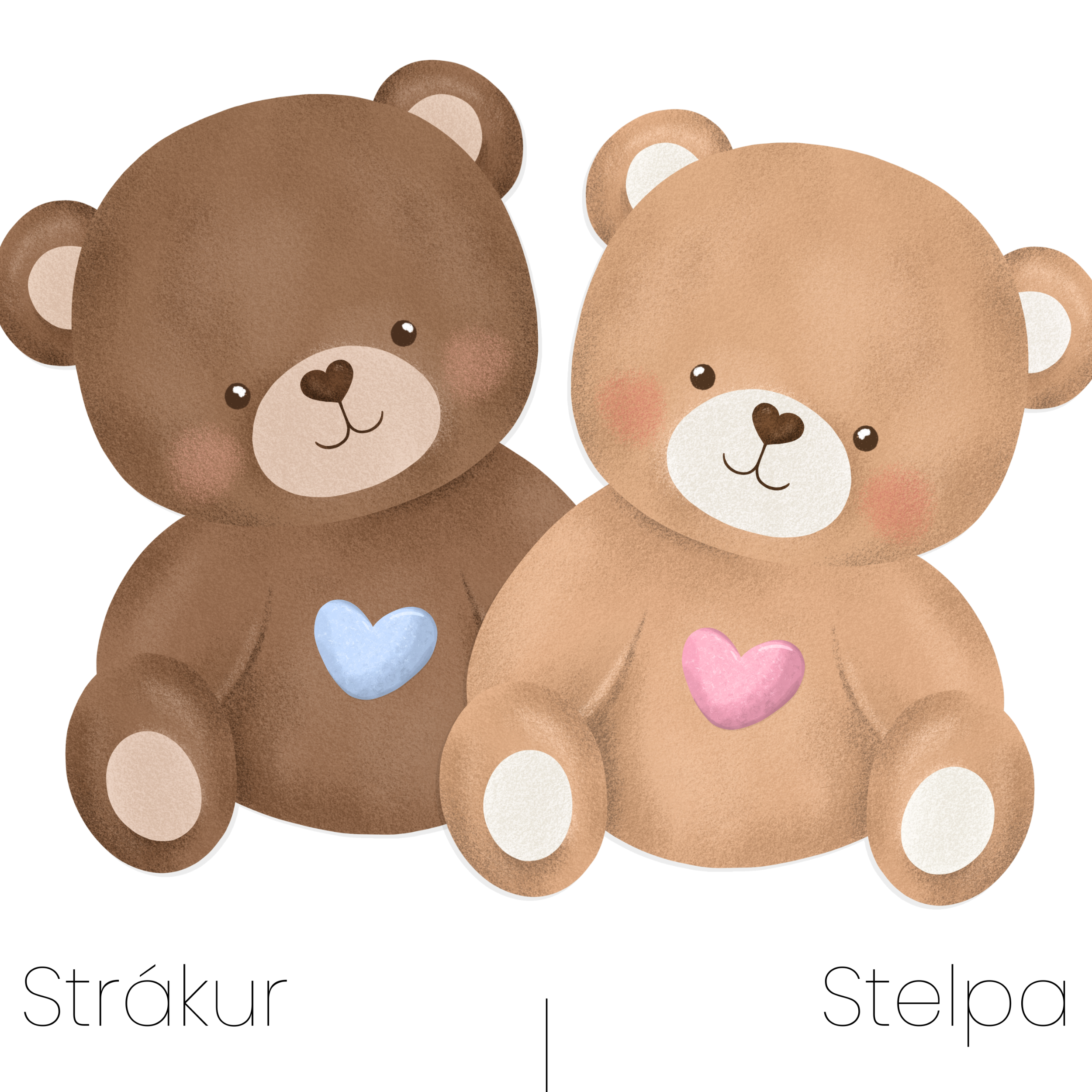 Giskaðu Kynið Spjald | Bangsar Blá og Bleik Hjörtu