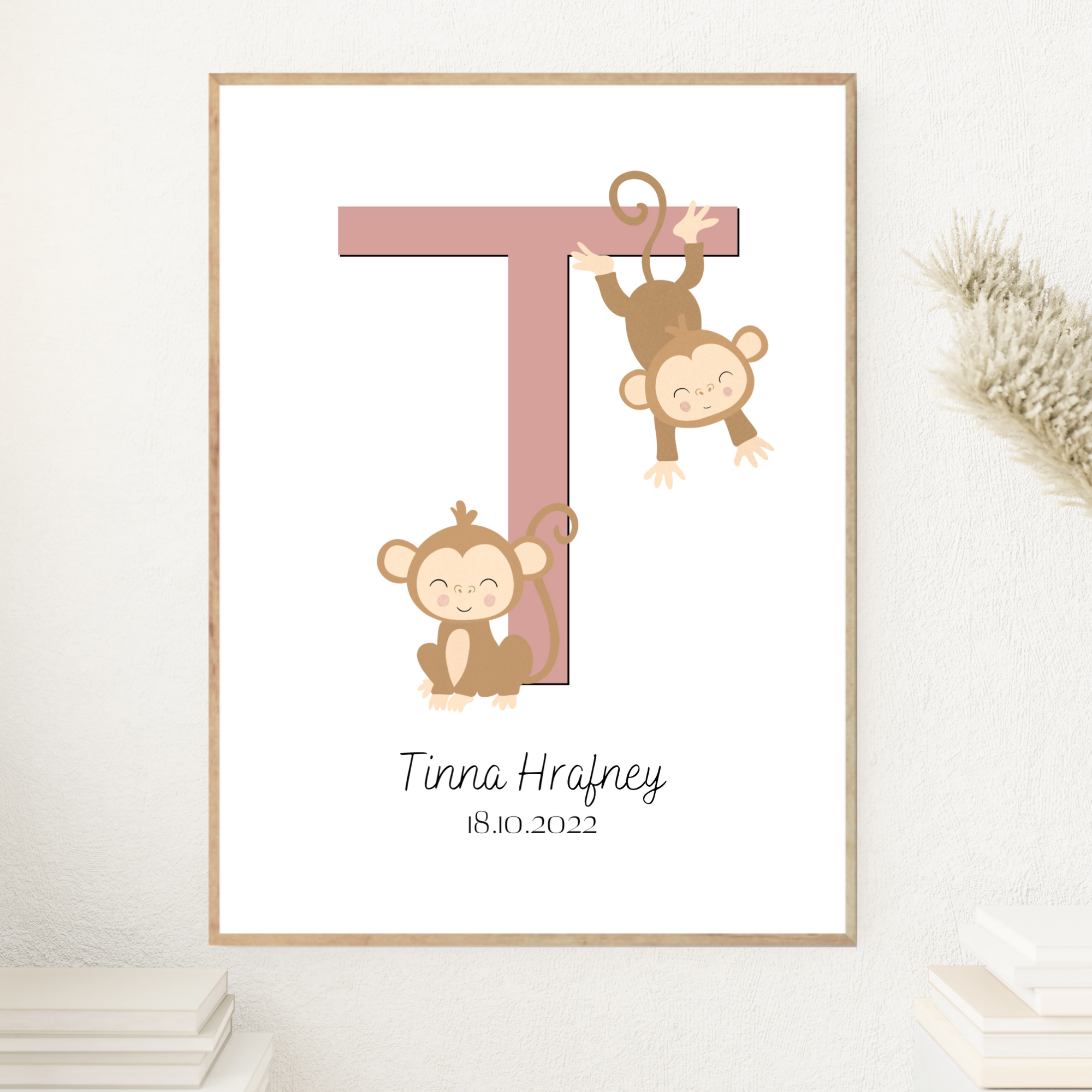 Monkey Letter & Birth Details | Pink