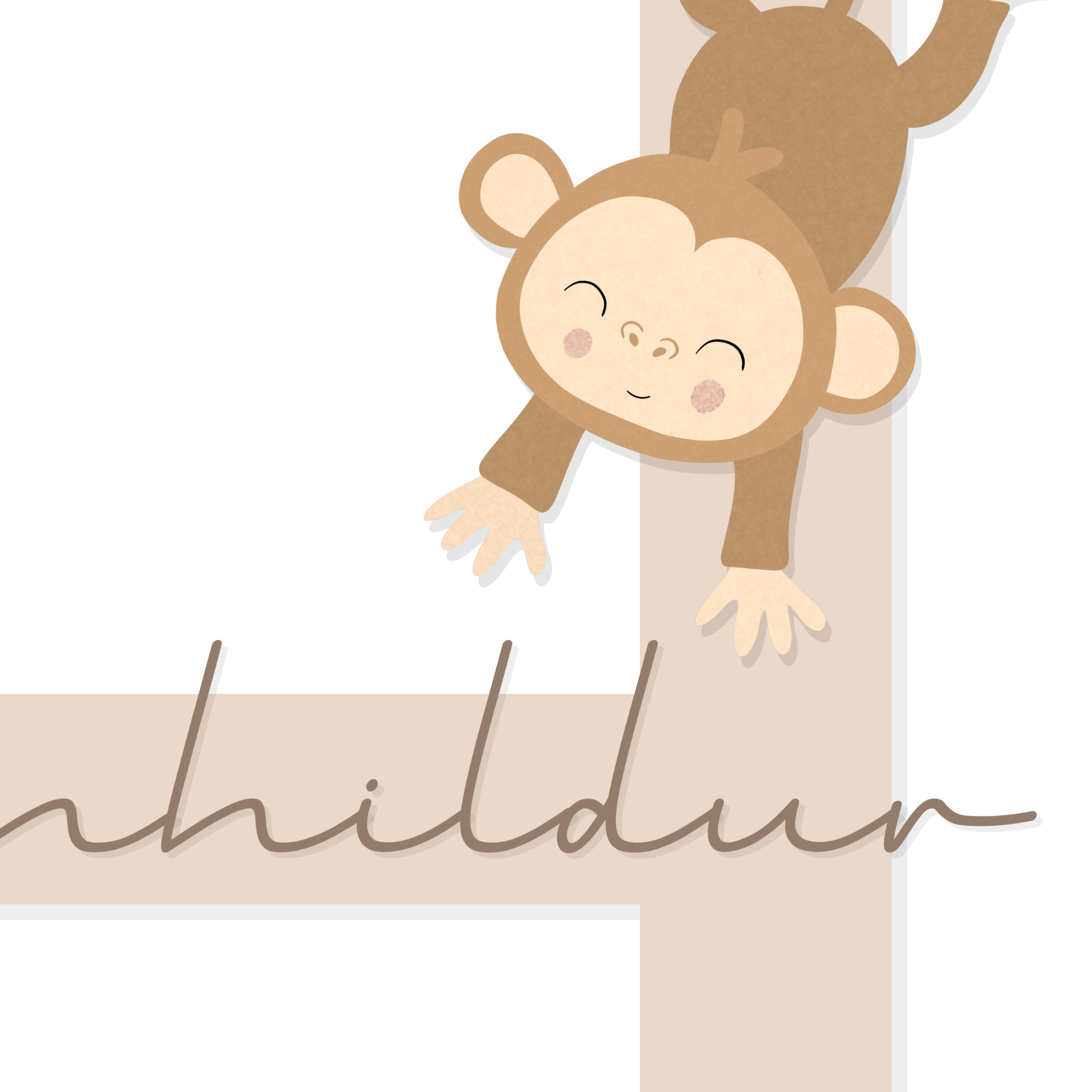 Monkey Letter & Name | Beige