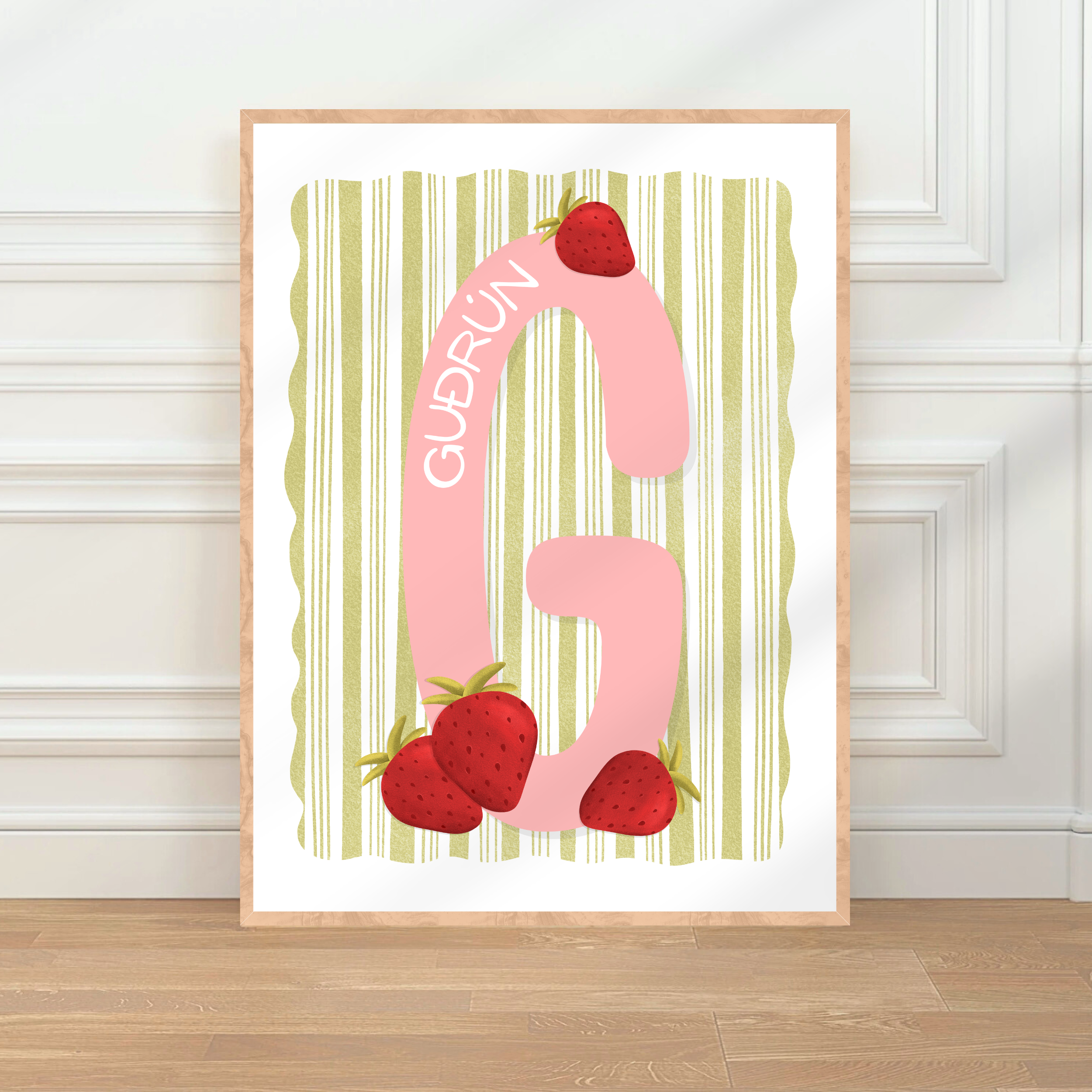 Letra y nombre de fresa | Verde