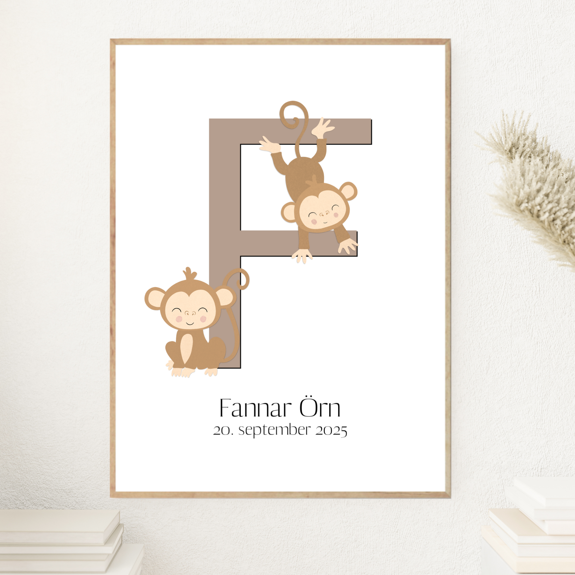 Monkey Letter & Birth Details | Beige
