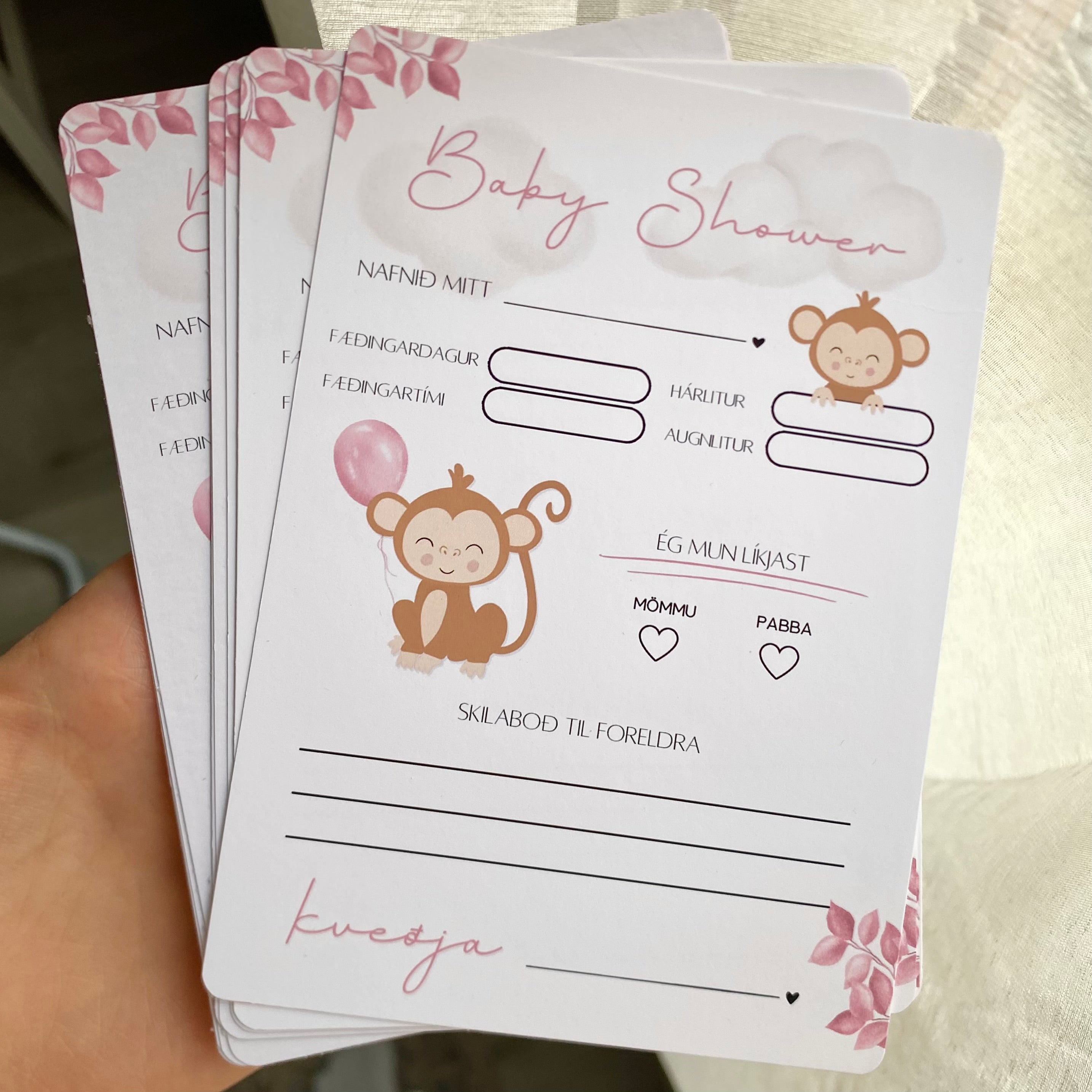 Apa Baby Shower Spjöld Bleik - Gölluð Vara