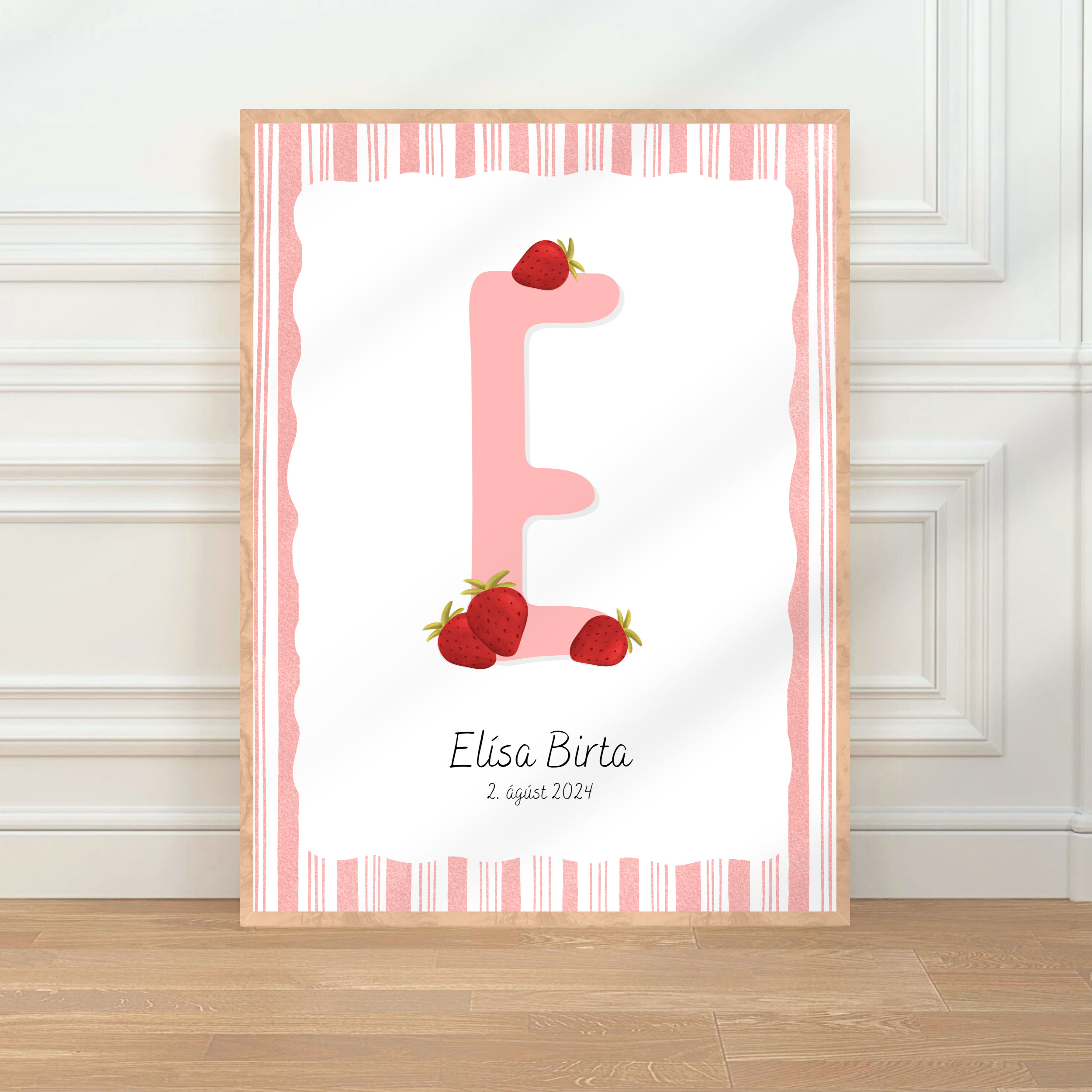 Letra de fresa y detalles de nacimiento | Rosa