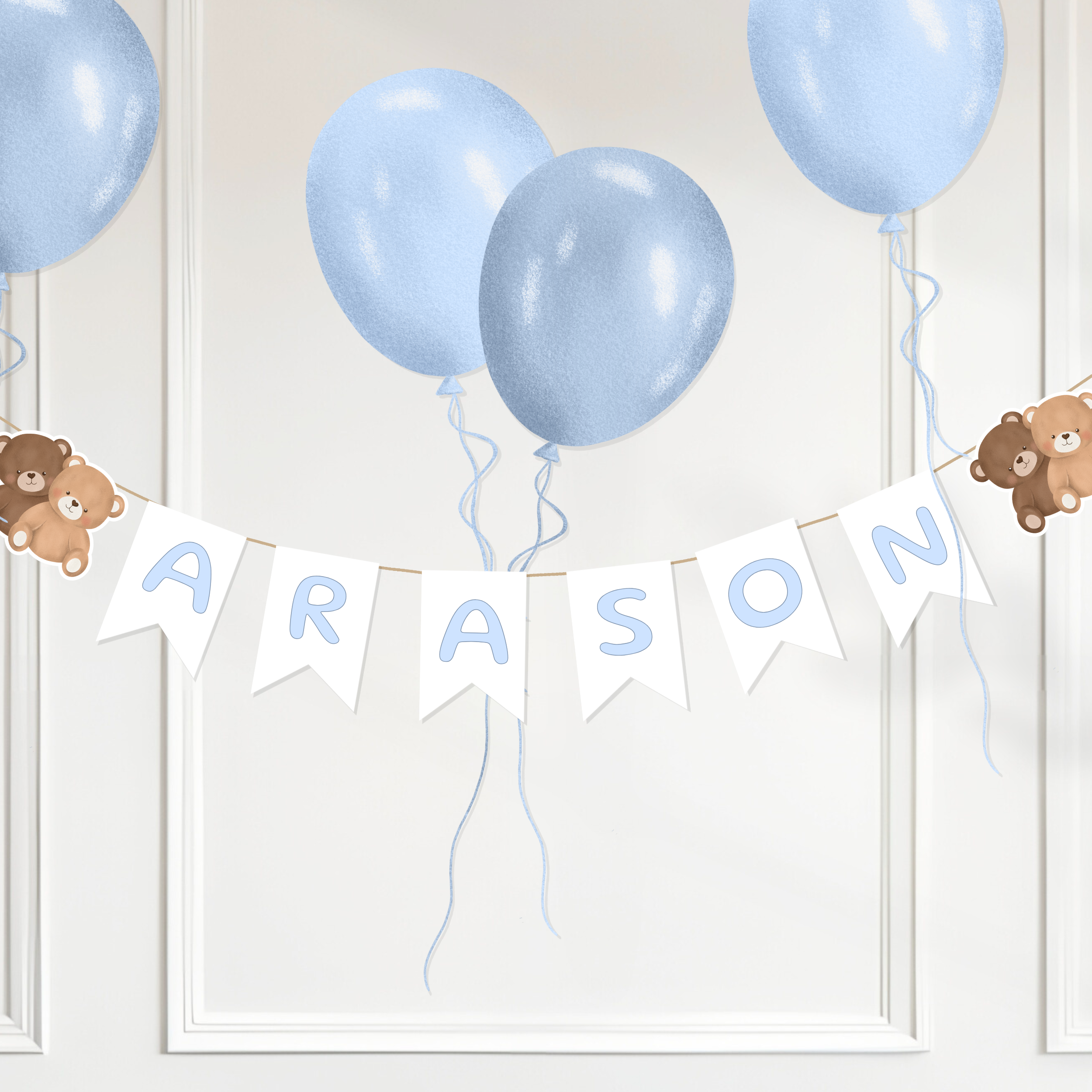 Bear Last Name Garland | Blue