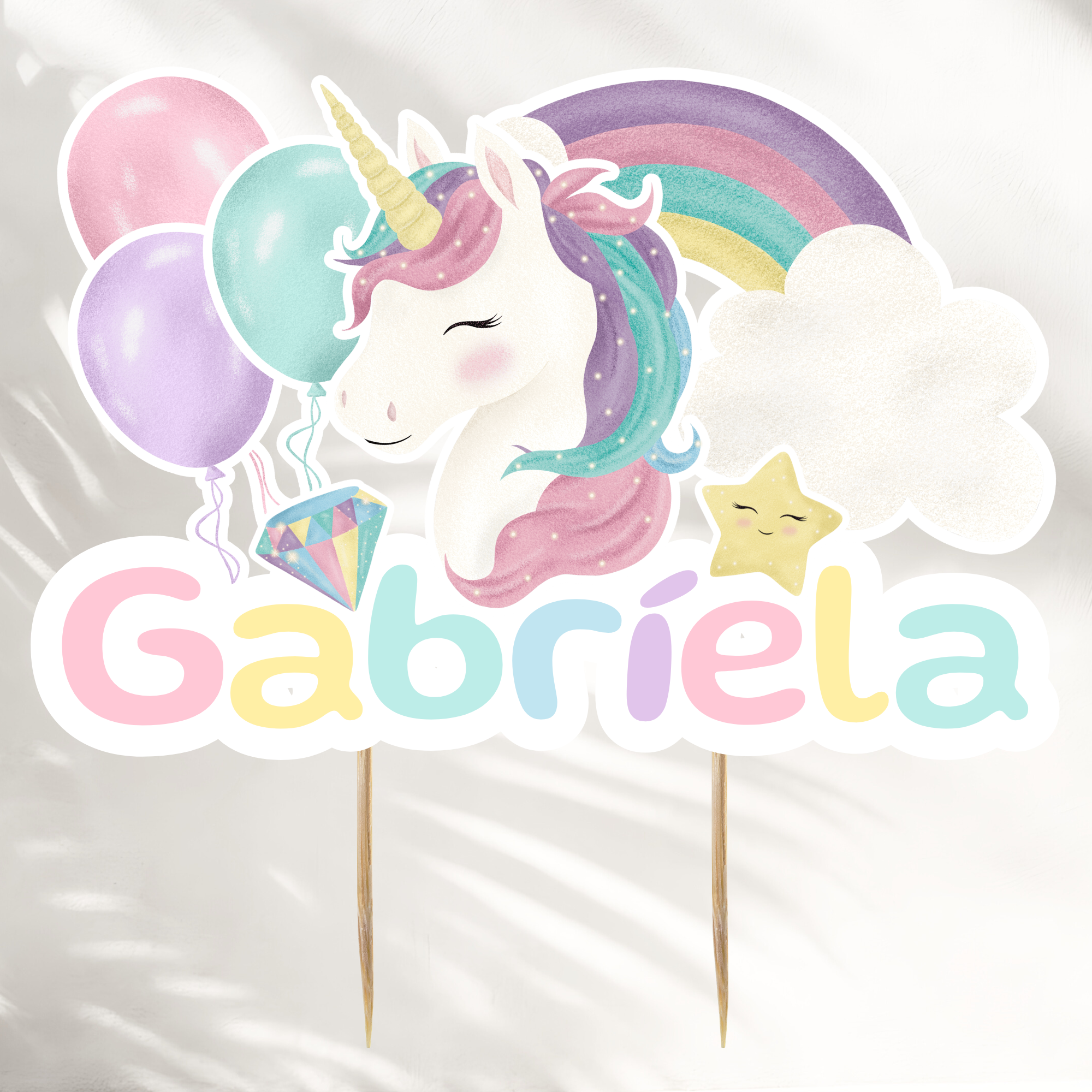 Unicorn Cake Topper With Name
