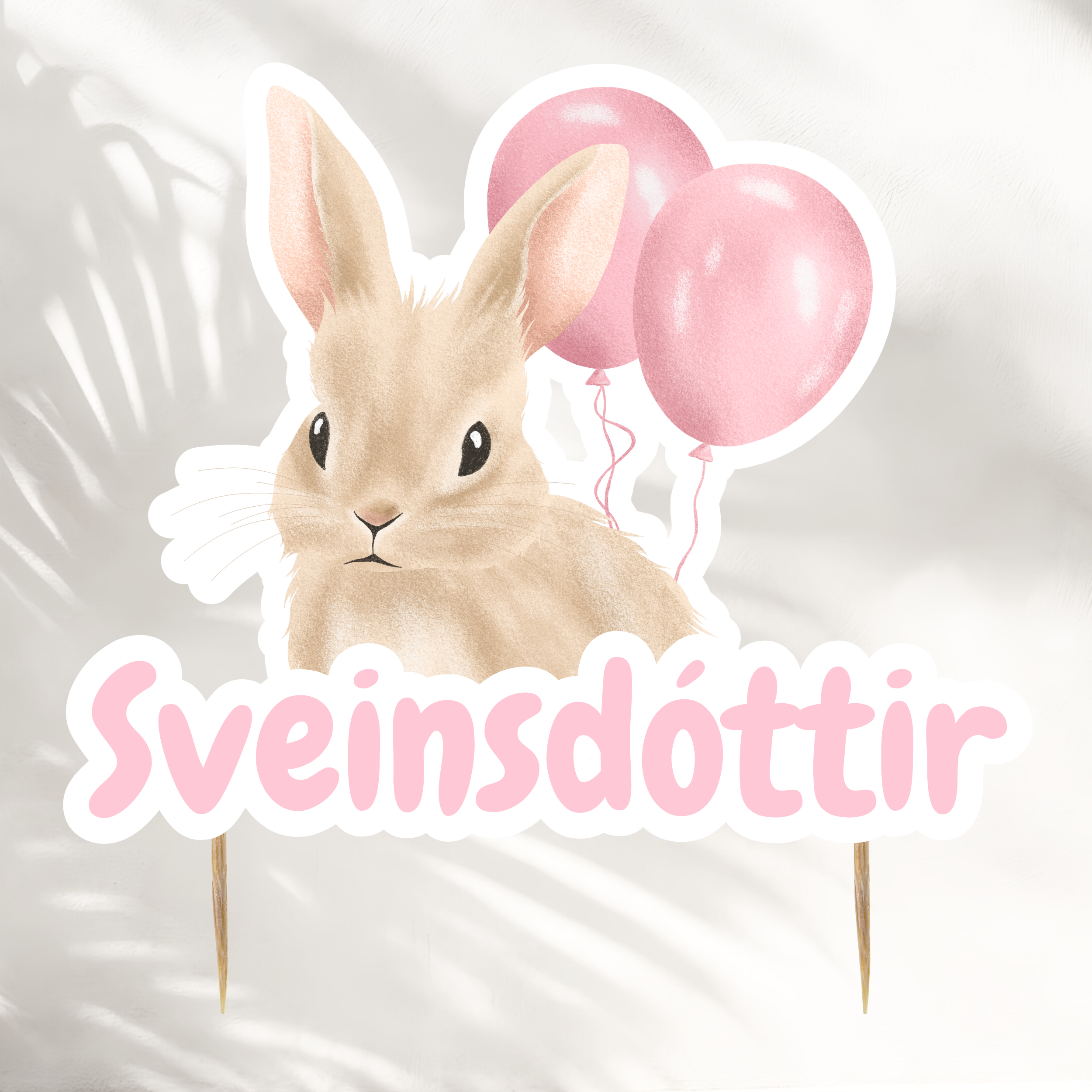 Bunny Cake Topper With Last Name