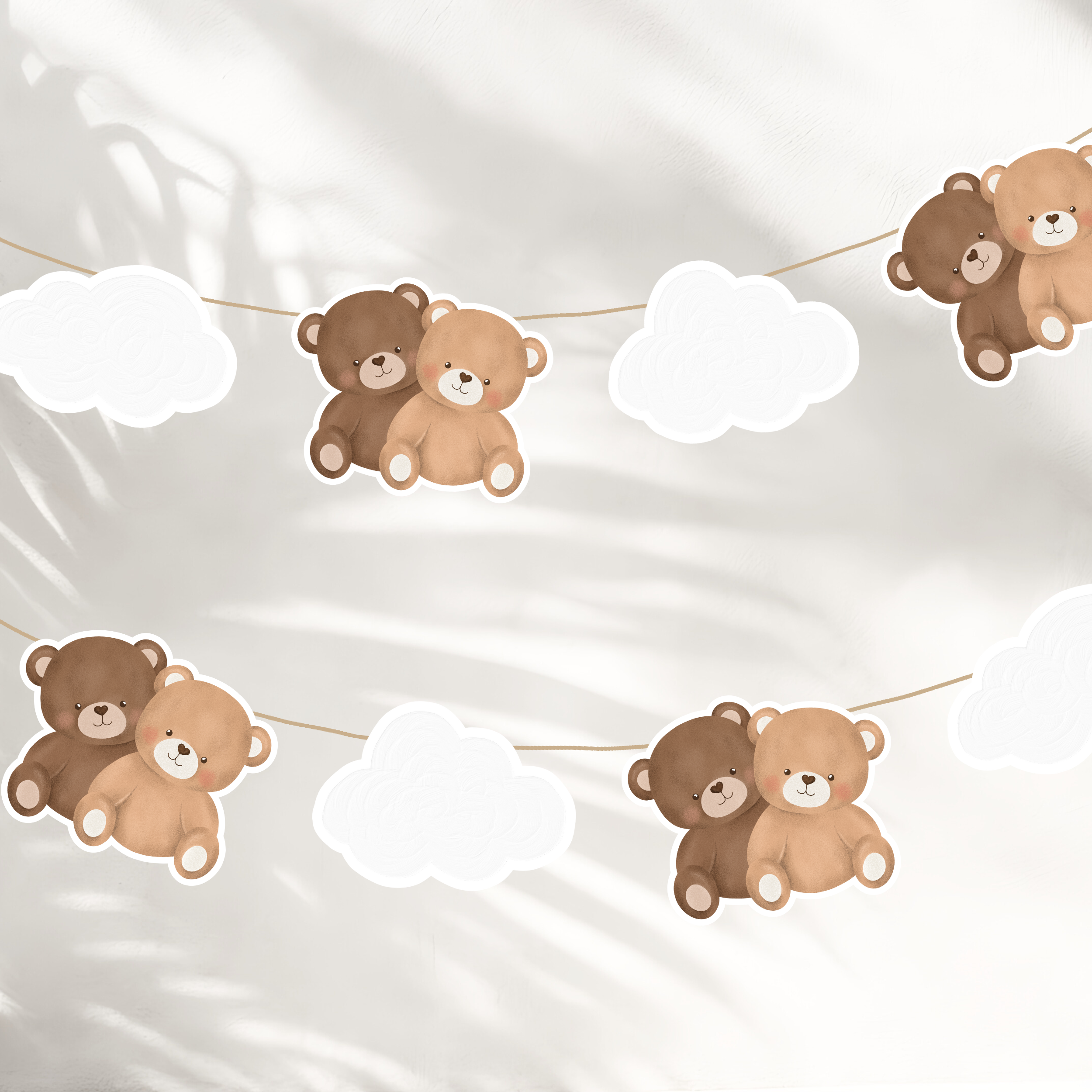 Bears Hugging Garland With Clouds