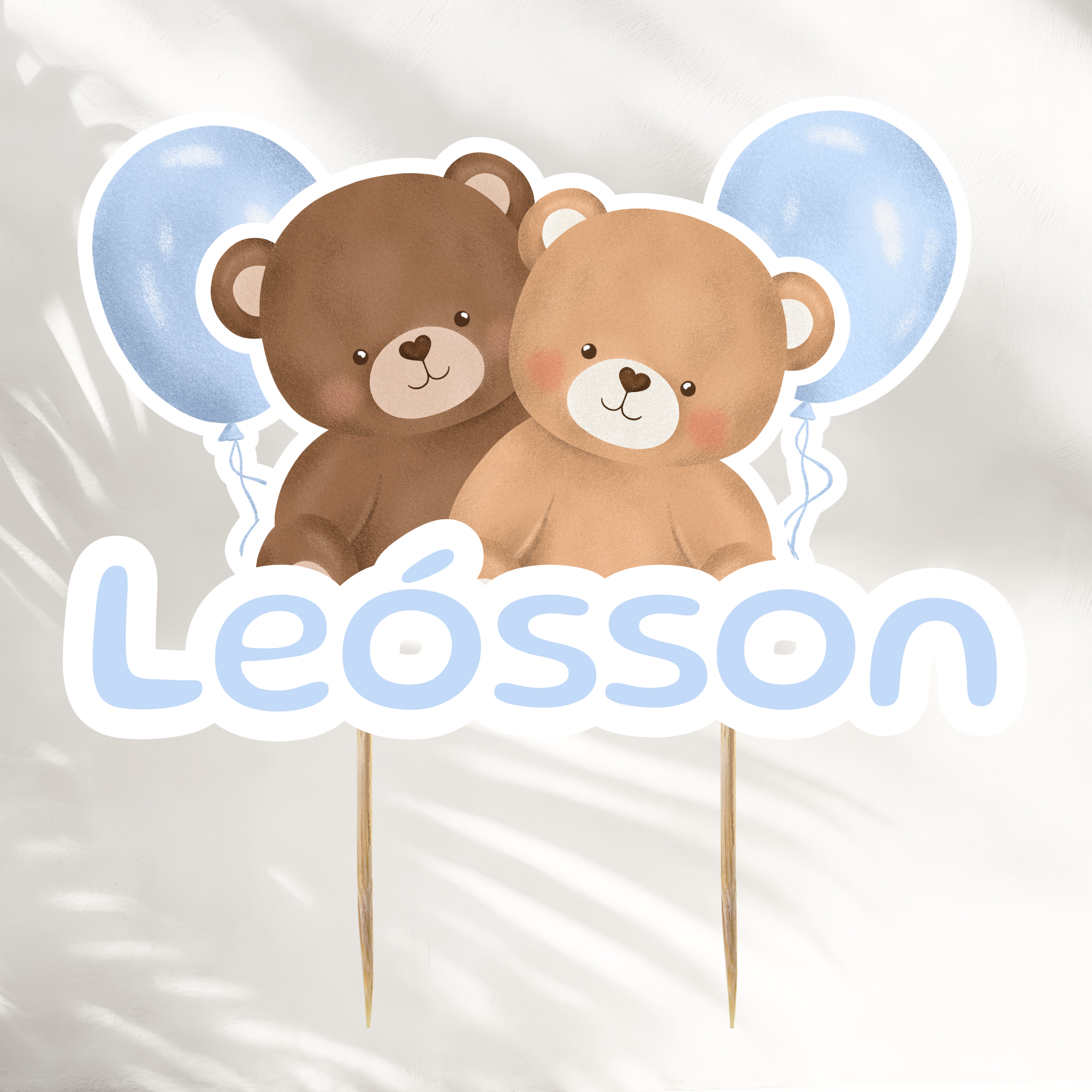 Bear Cake Topper With Last Name | Blue