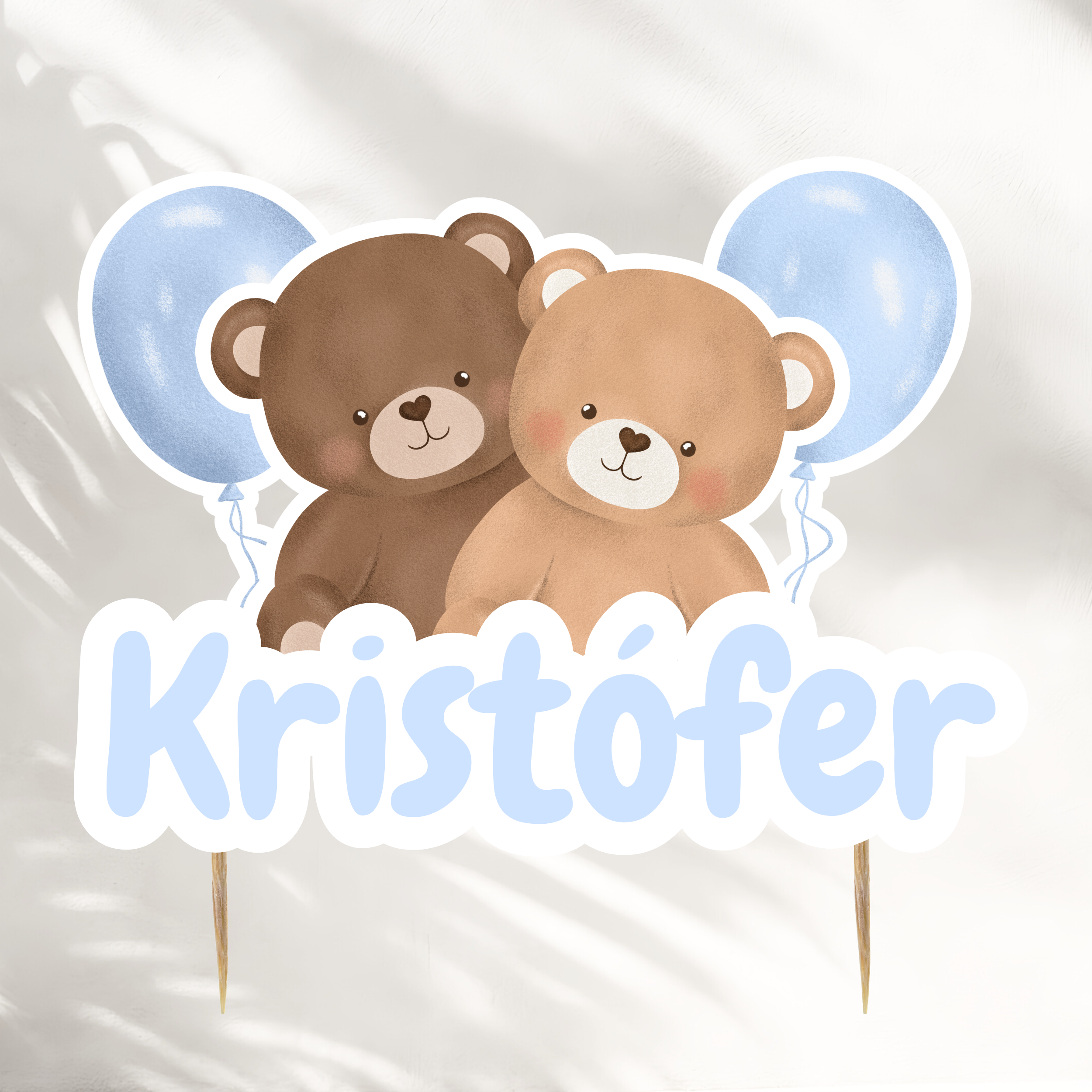 Bear Cake Topper With Name | Blue