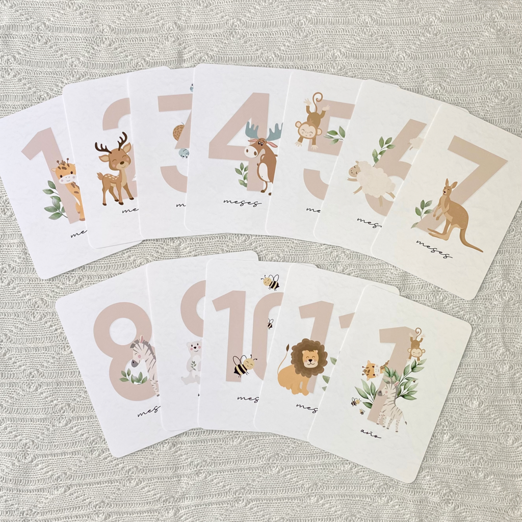 Animal Monthly Cards | Beige