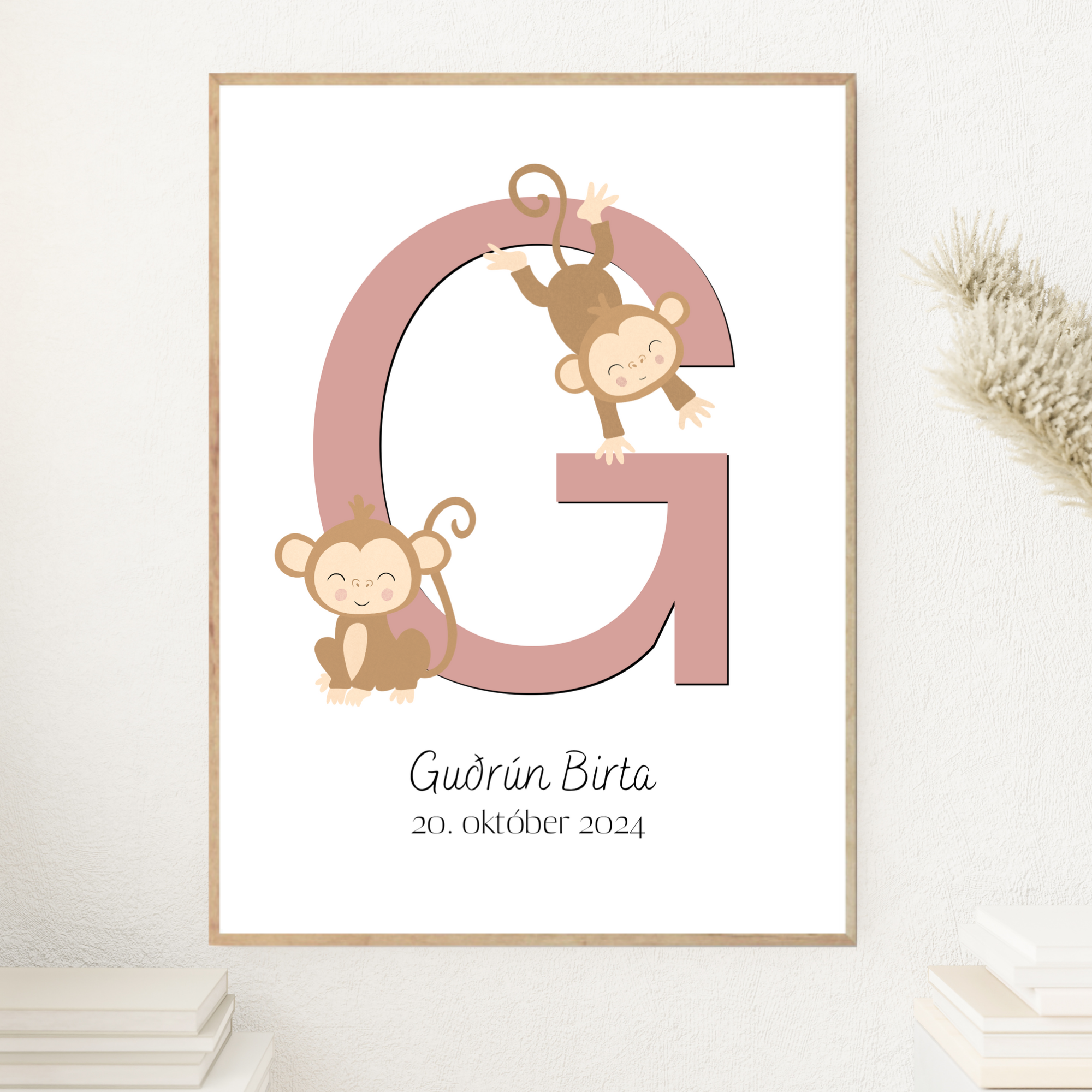 Monkey Letter & Birth Details | Pink