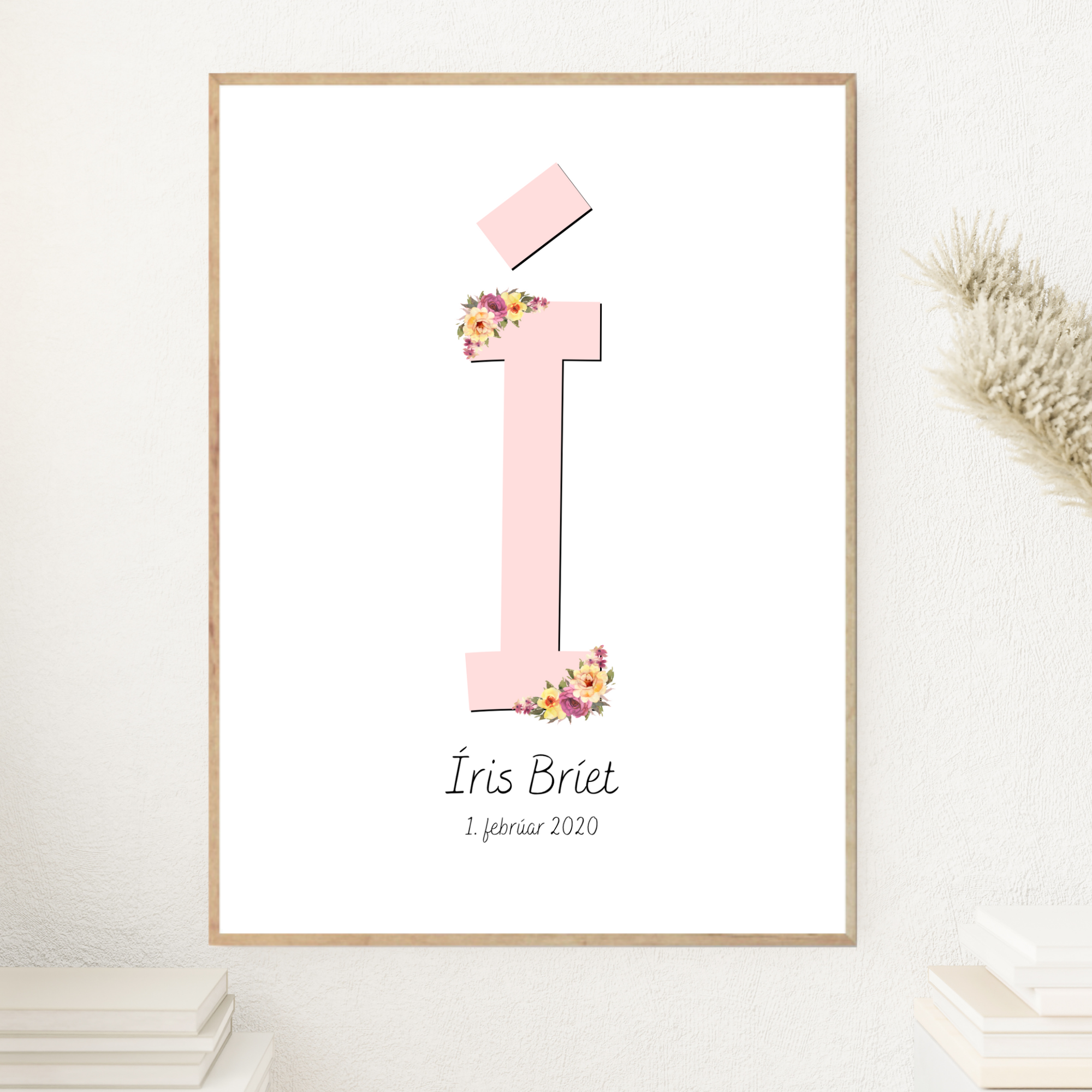 Flower Letter & Birth Details | Pink