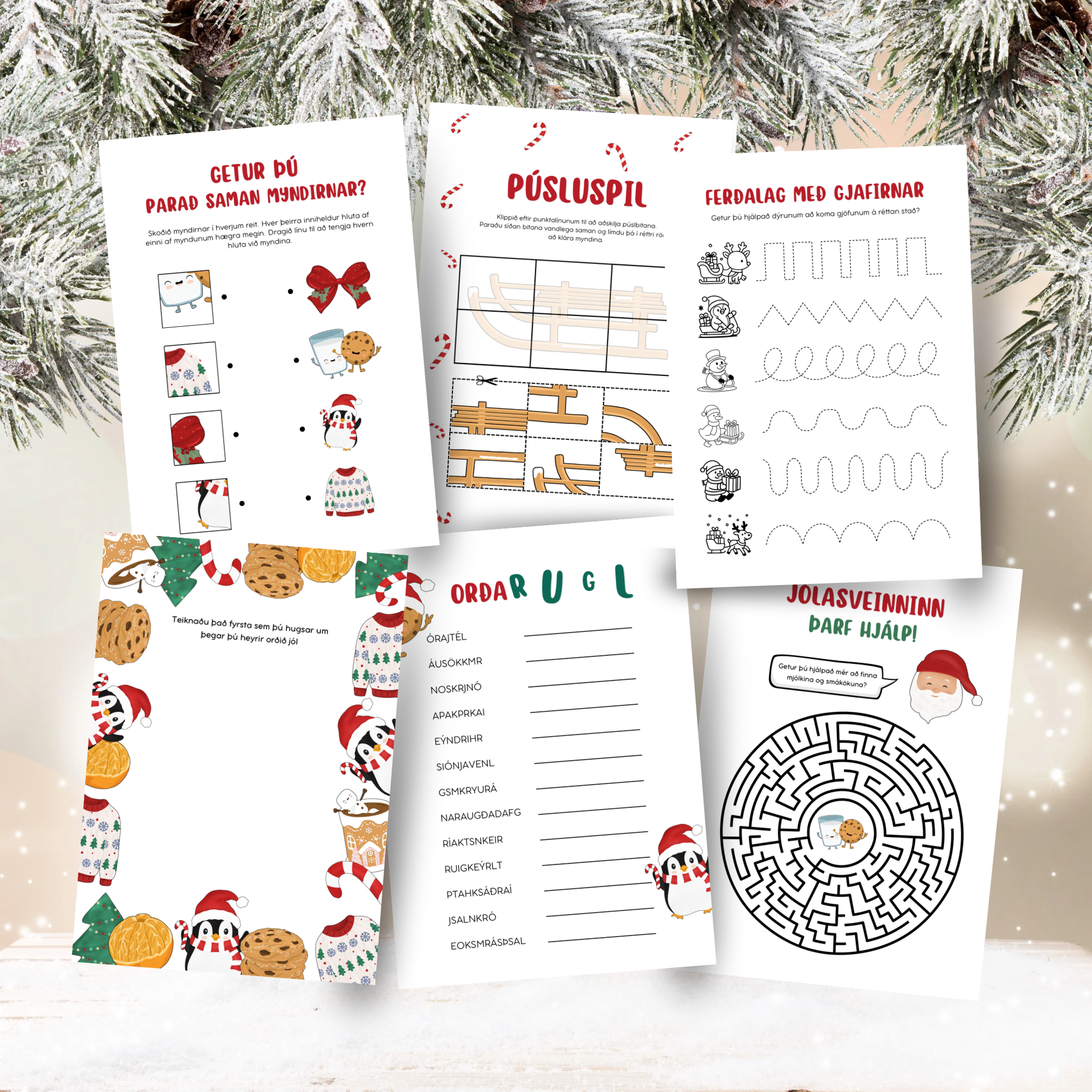 Christmas Puzzles, Crafts and Games | 60 Pages