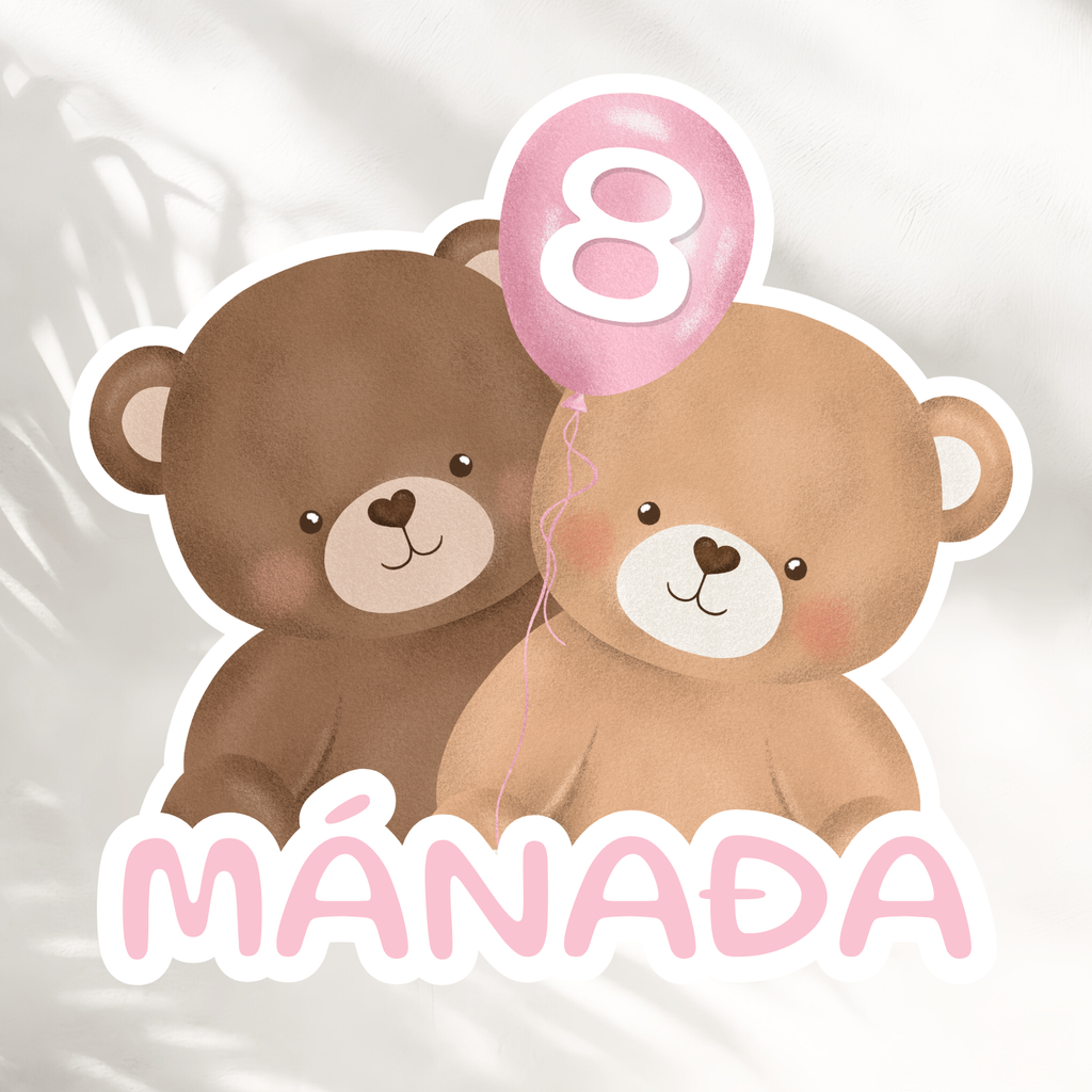 Bears Pink Balloon Monthly Cards