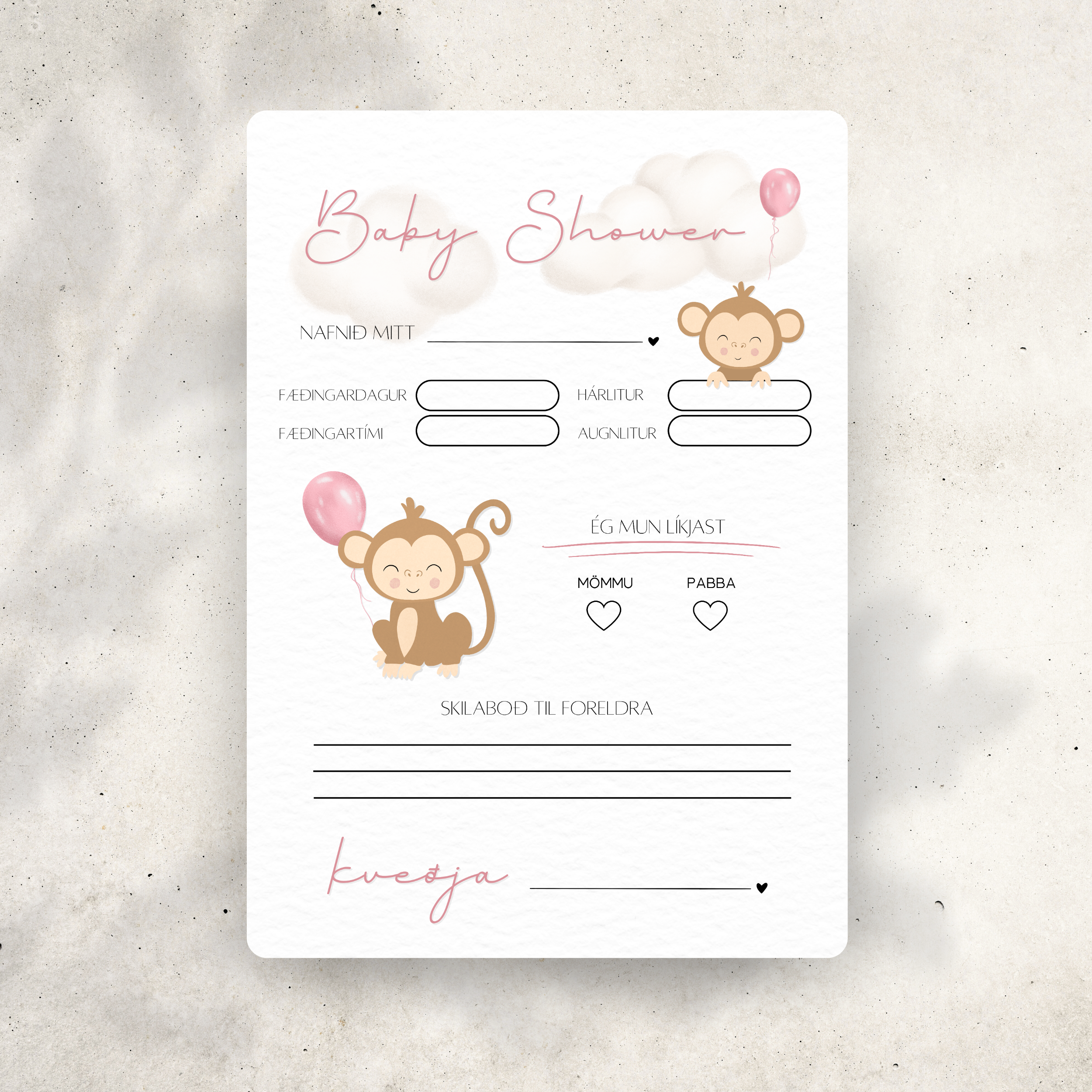 Apa Baby Shower Spjöld | Blöðrur