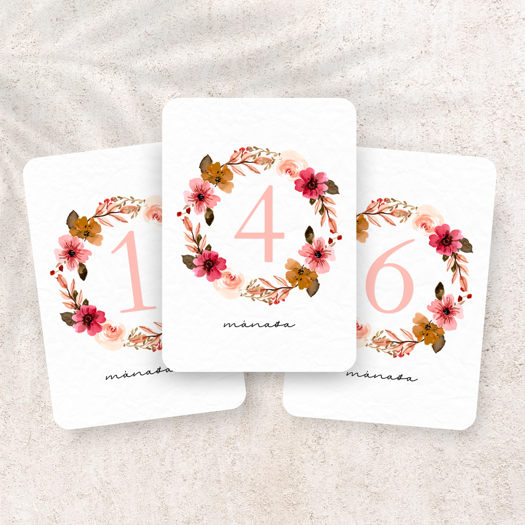 Mánaðarspjöld | Bleikur Blómakrans