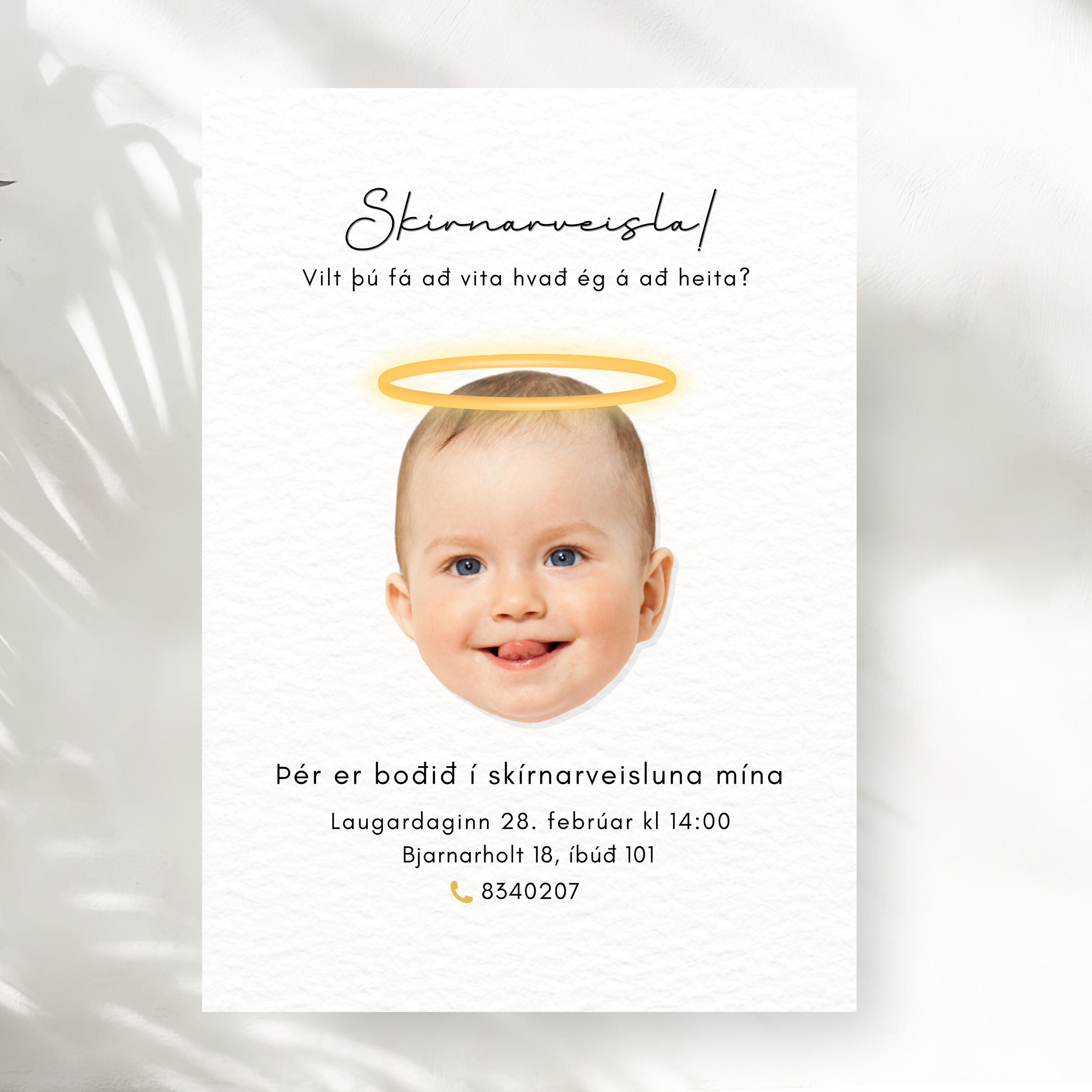 Face Christening Baptism Invitation Card | Halo